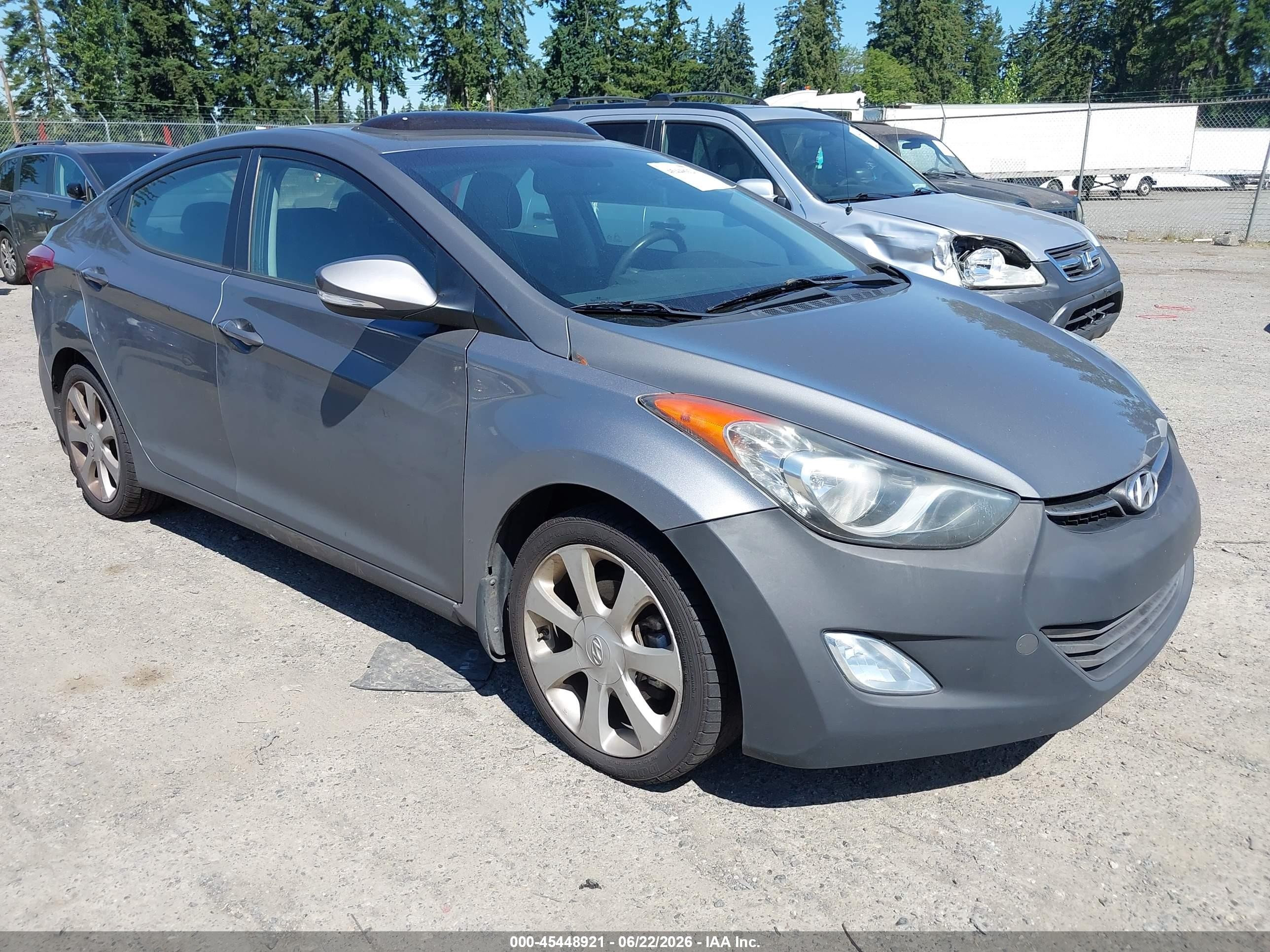 2013 Hyundai Elantra Limited Gray vin: 5NPDH4AE6DH163045
