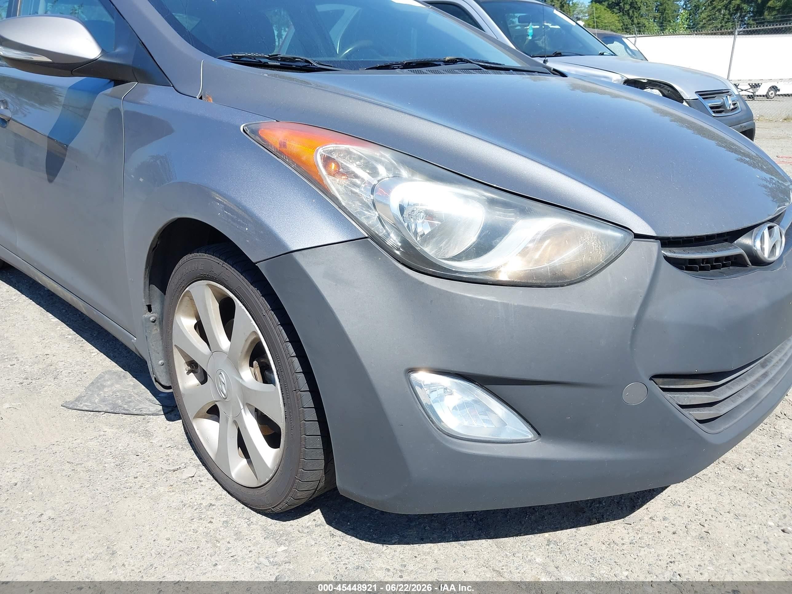 2013 Hyundai Elantra Limited Gray vin: 5NPDH4AE6DH163045