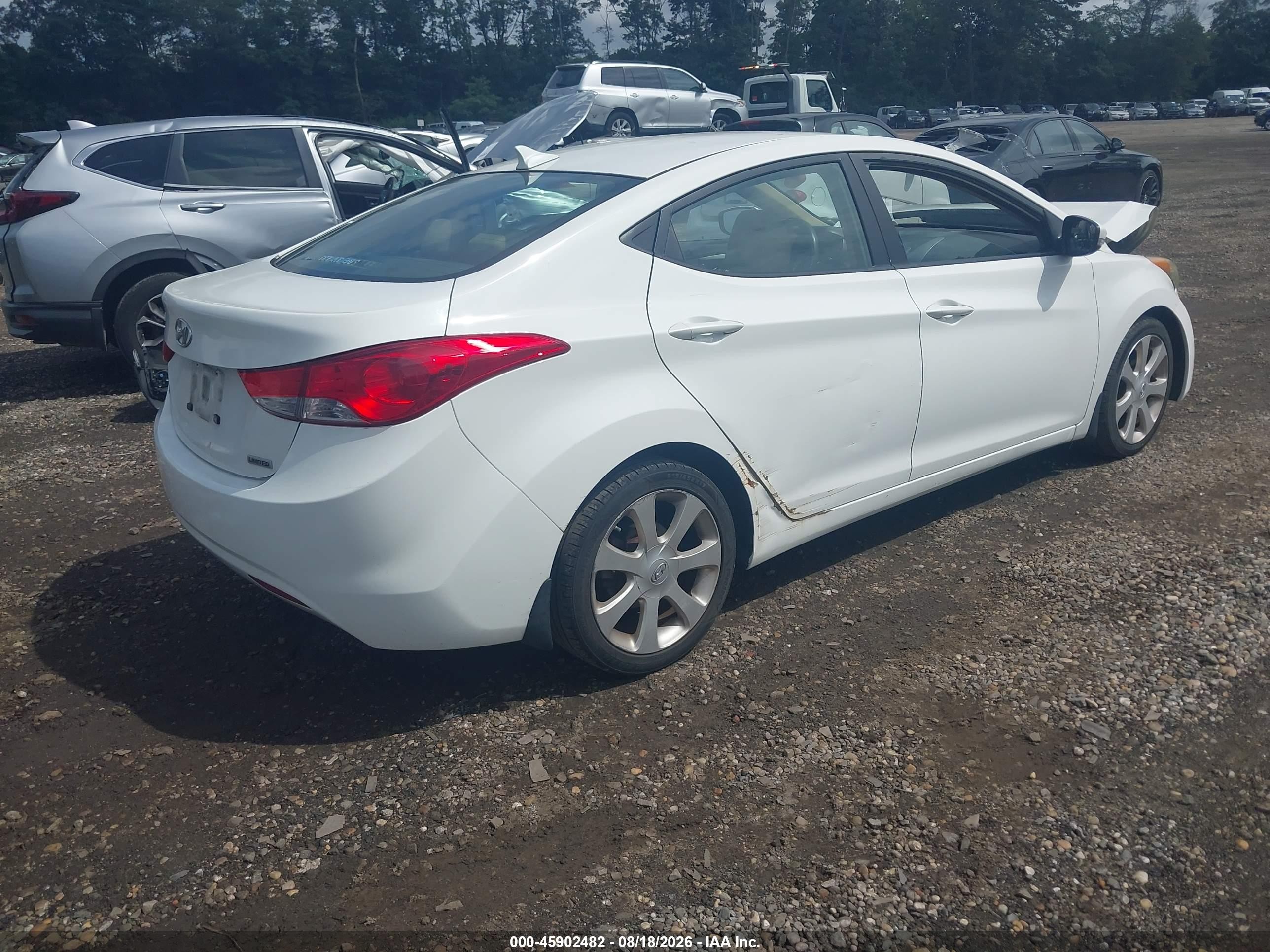 2013 Hyundai Elantra Limited White vin: 5NPDH4AE6DH192643