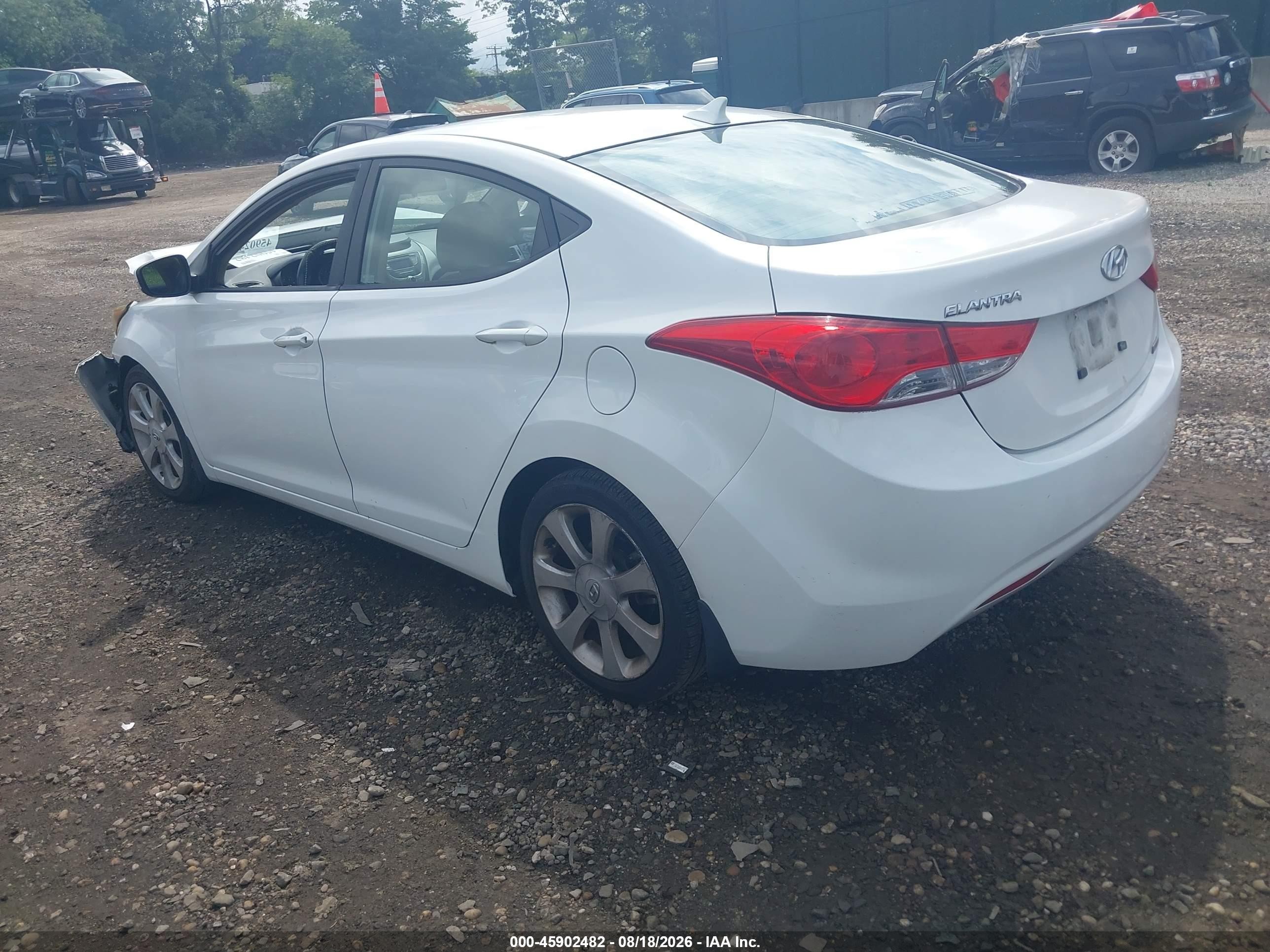 2013 Hyundai Elantra Limited White vin: 5NPDH4AE6DH192643