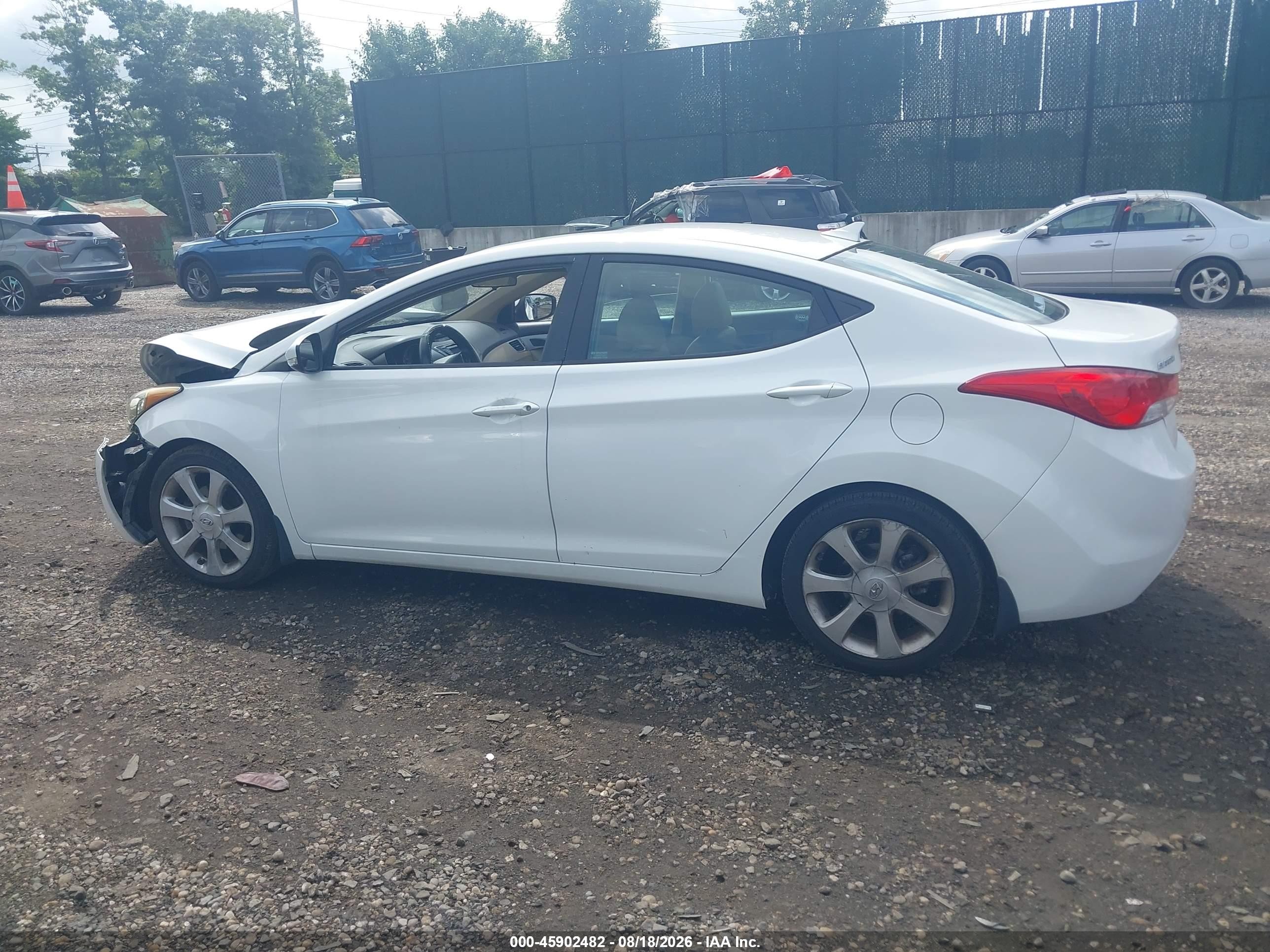 2013 Hyundai Elantra Limited White vin: 5NPDH4AE6DH192643