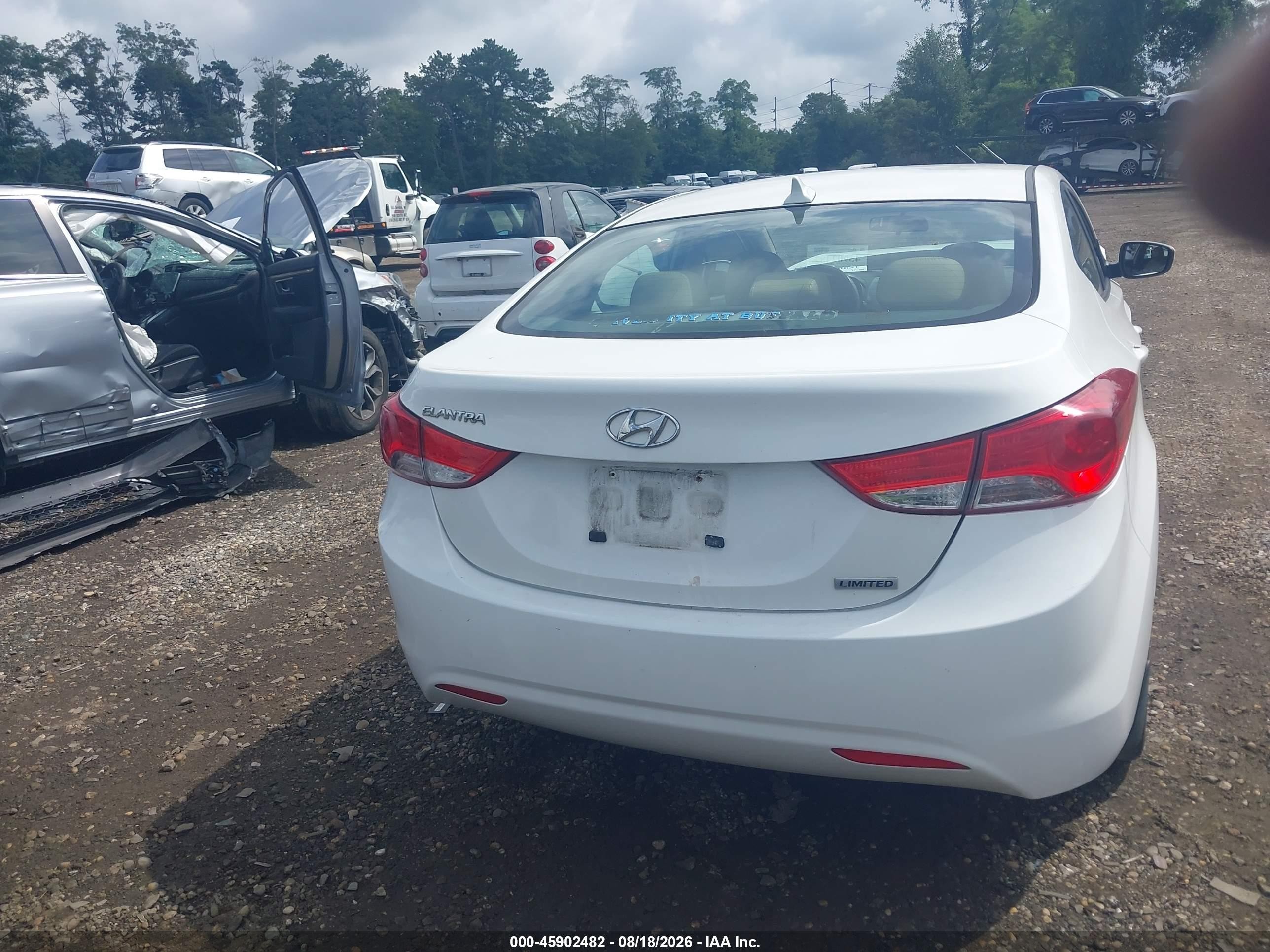 2013 Hyundai Elantra Limited White vin: 5NPDH4AE6DH192643