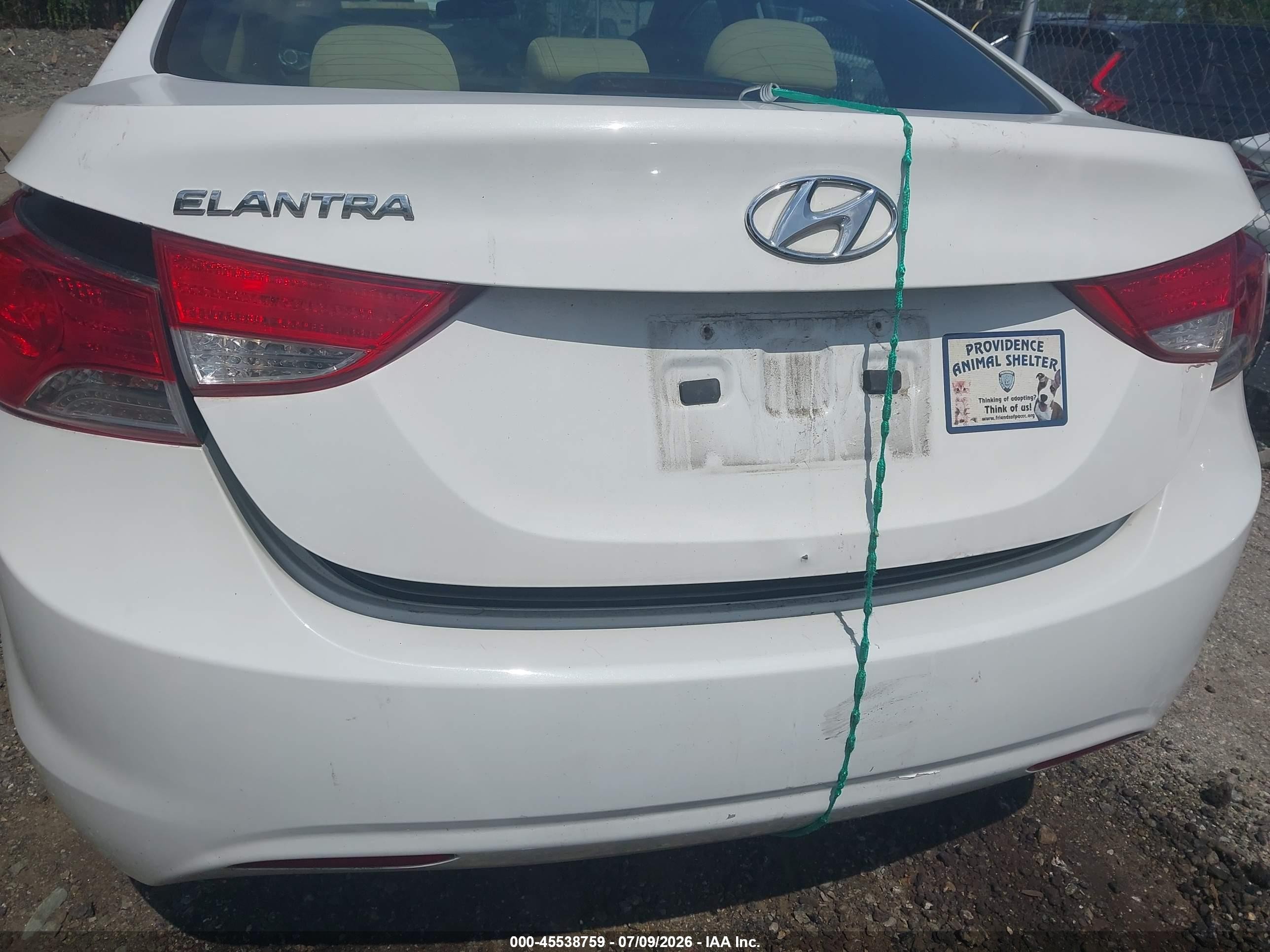 2013 Hyundai Elantra Gls White vin: 5NPDH4AE6DH201700