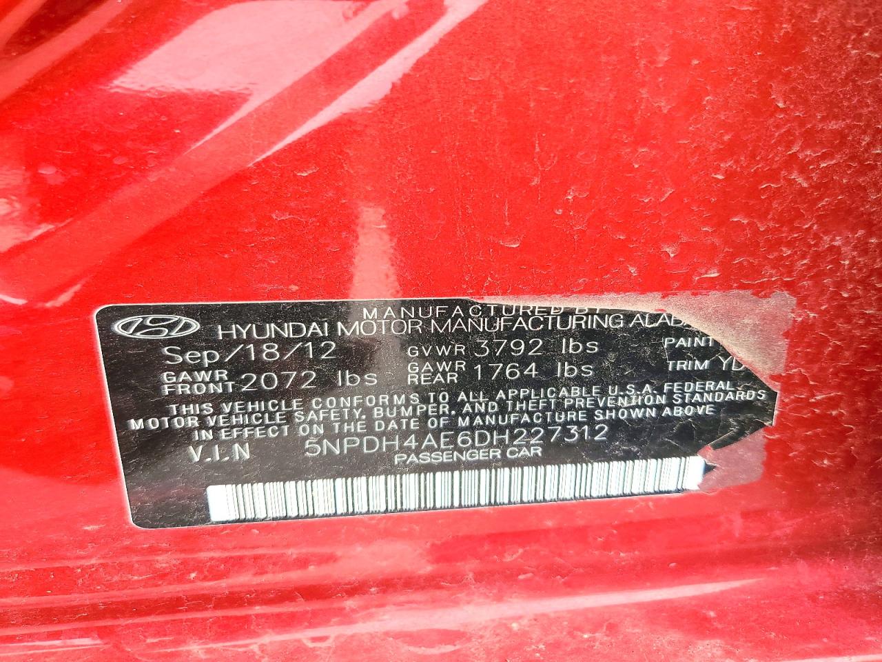 2013 Hyundai Elantra Gls Burgundy vin: 5NPDH4AE6DH227312