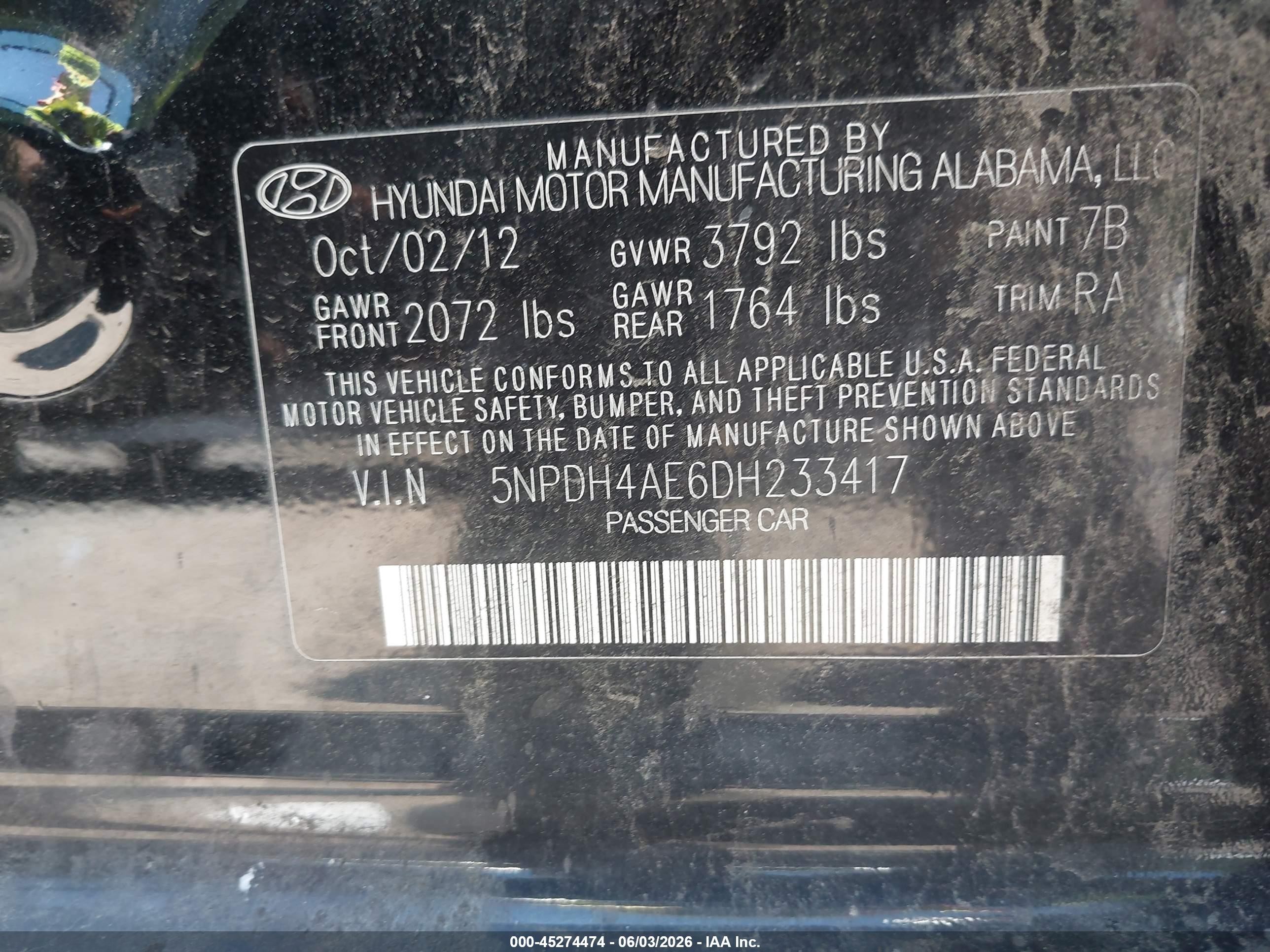 2013 Hyundai Elantra Gls Black vin: 5NPDH4AE6DH233417