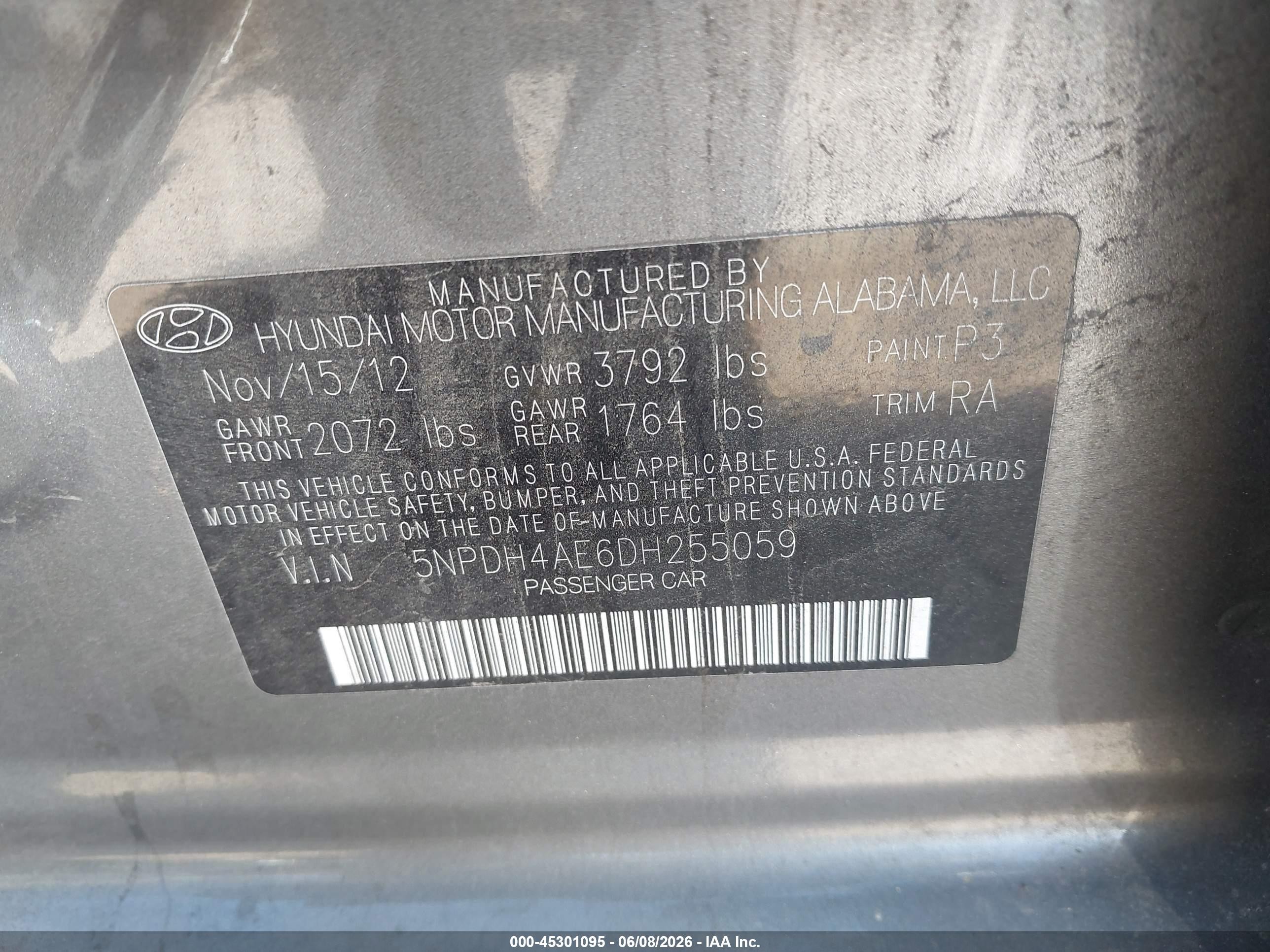 2013 Hyundai Elantra Gls Gray vin: 5NPDH4AE6DH255059