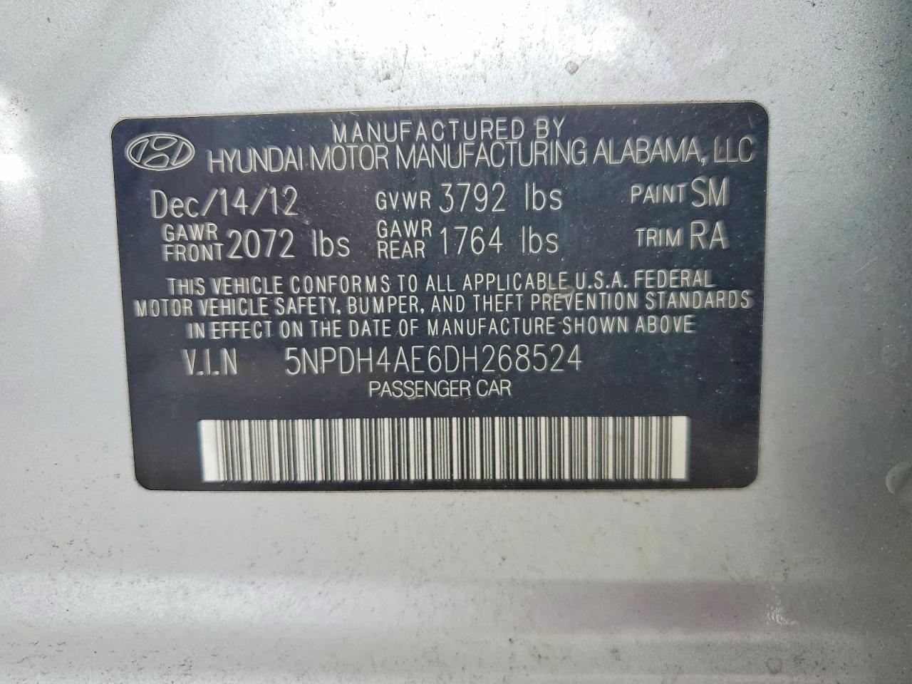2013 Hyundai Elantra Gls Silver vin: 5NPDH4AE6DH268524