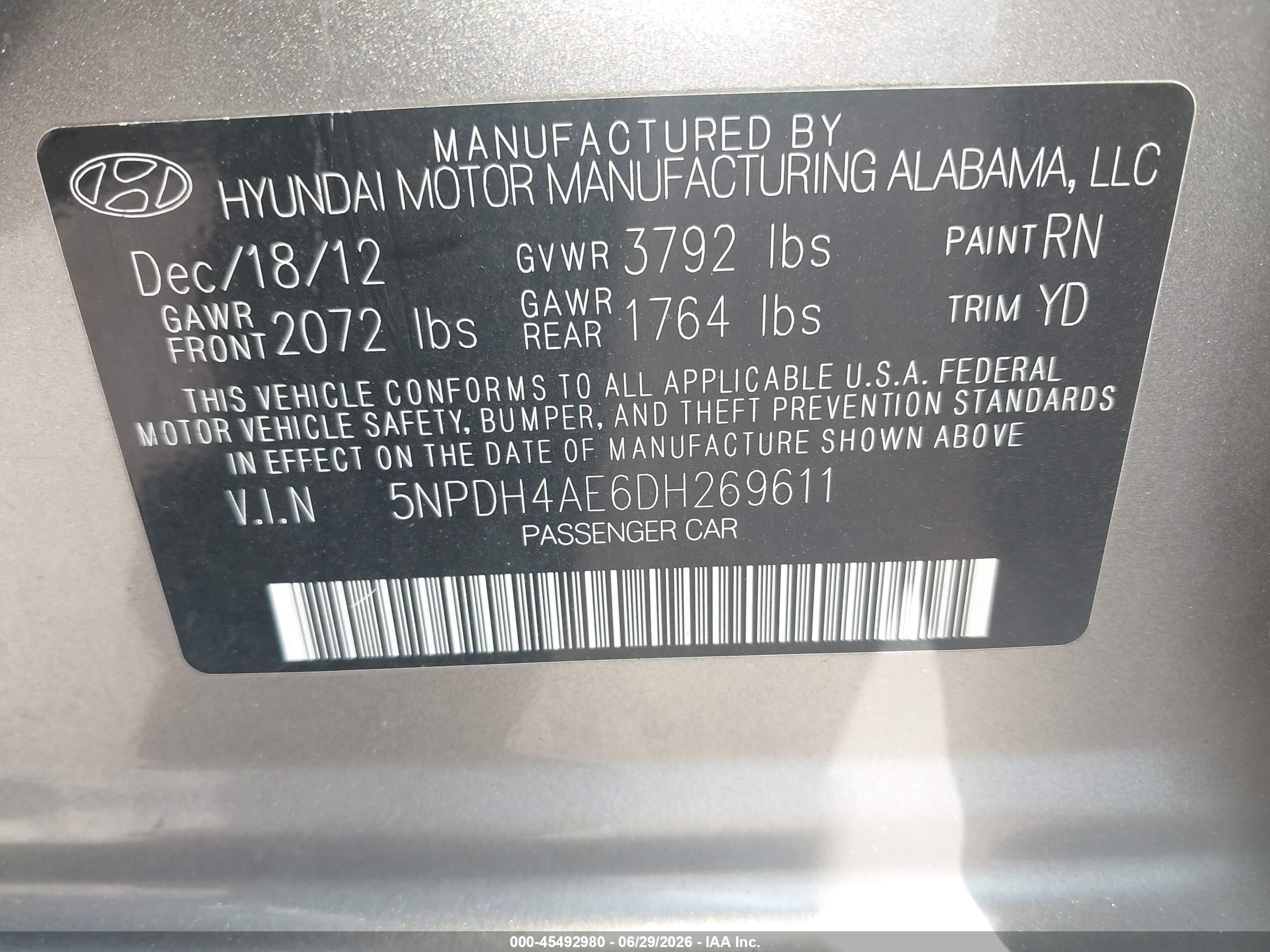 2013 Hyundai Elantra Limited Tan vin: 5NPDH4AE6DH269611