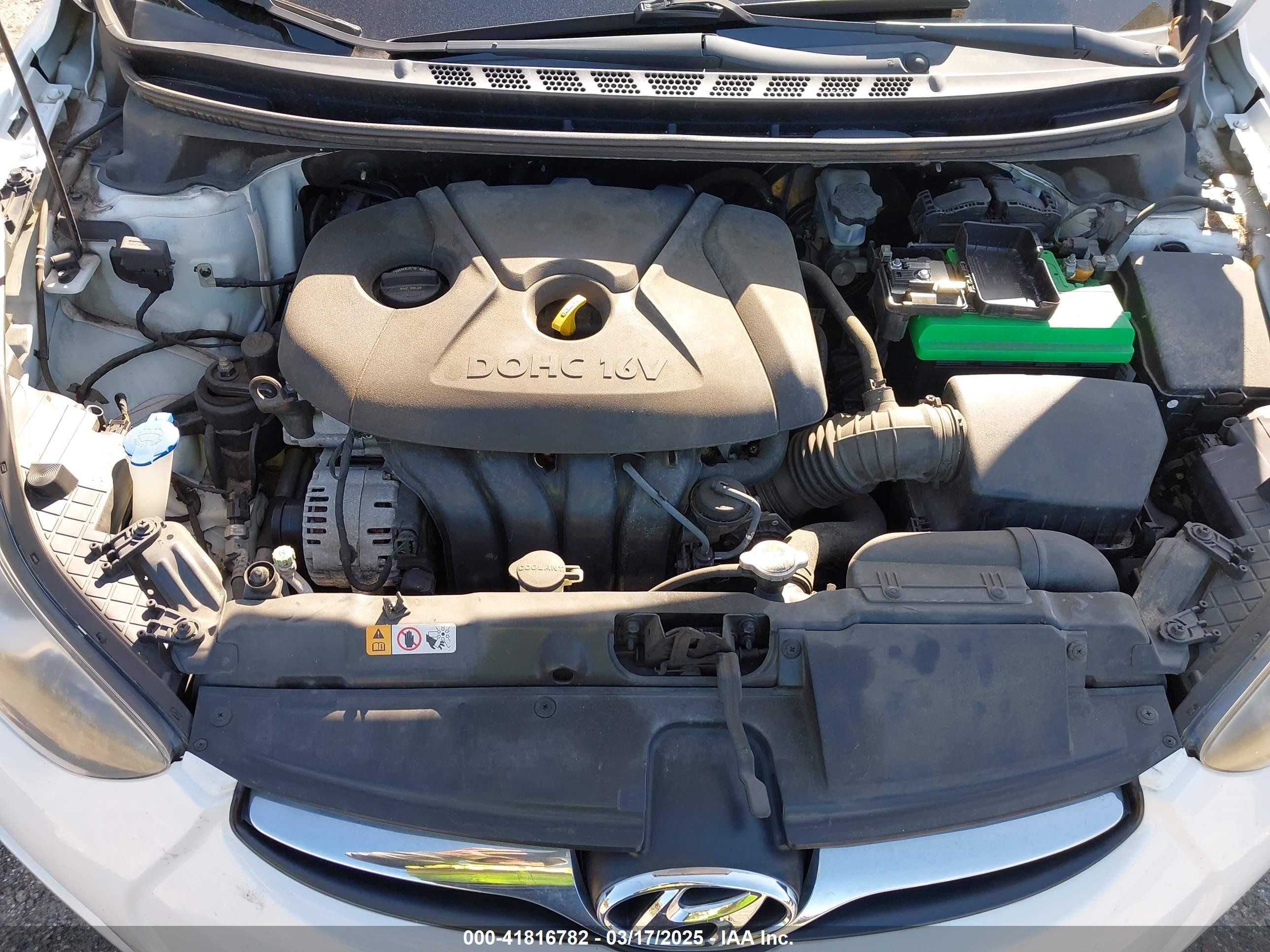 2013 Hyundai Elantra Gls White vin: 5NPDH4AE6DH285601