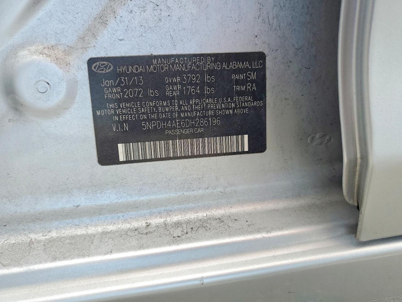 2013 Hyundai Elantra Gls Silver vin: 5NPDH4AE6DH286196