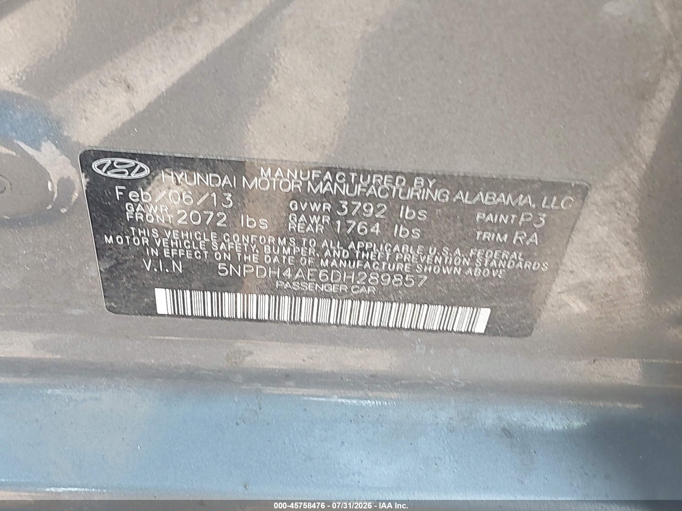 2013 Hyundai Elantra Gls Gray vin: 5NPDH4AE6DH289857