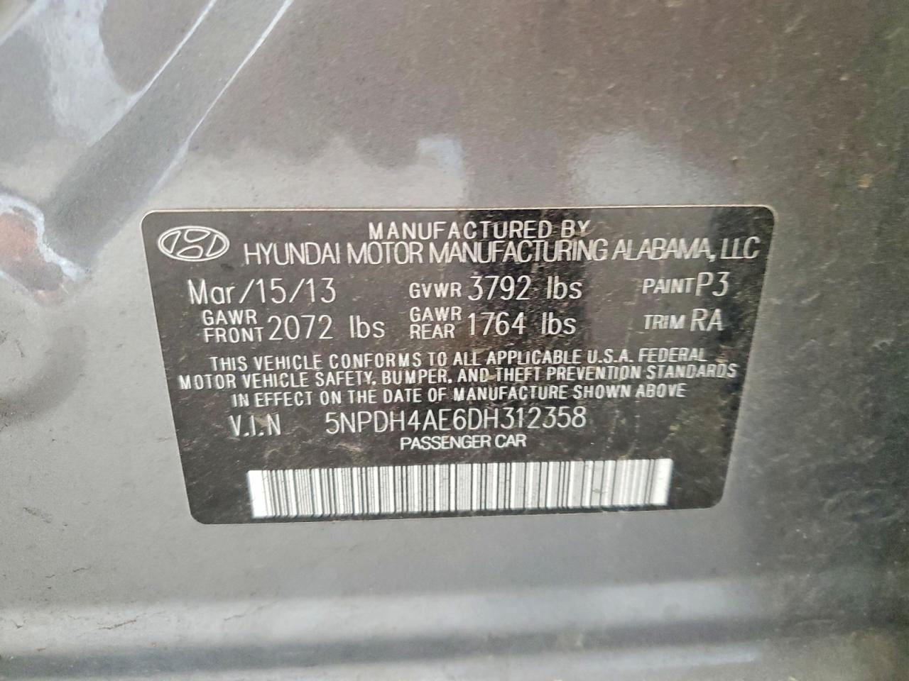 2013 Hyundai Elantra Gls Silver vin: 5NPDH4AE6DH312358