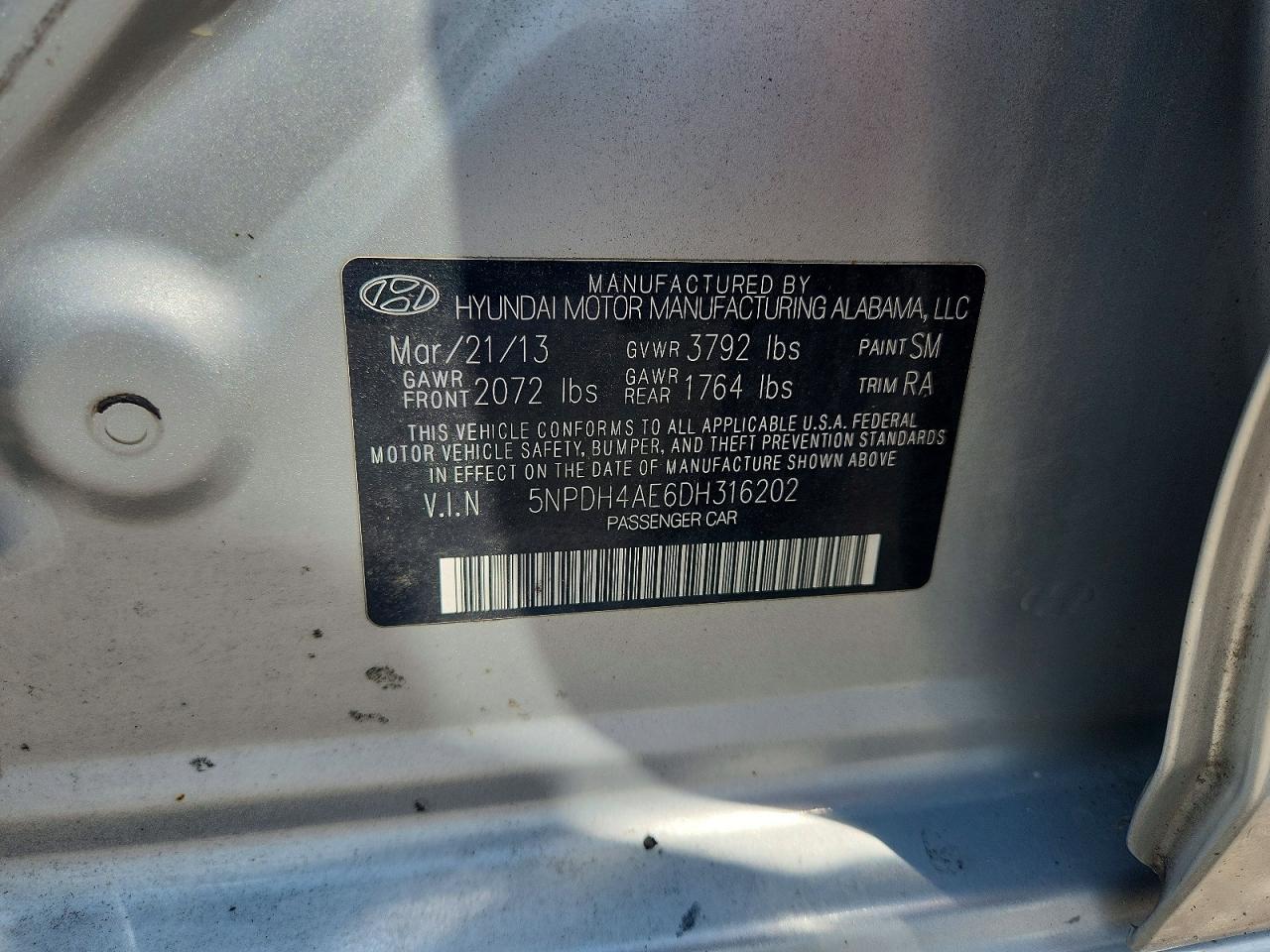 2013 Hyundai Elantra Gls Silver vin: 5NPDH4AE6DH316202