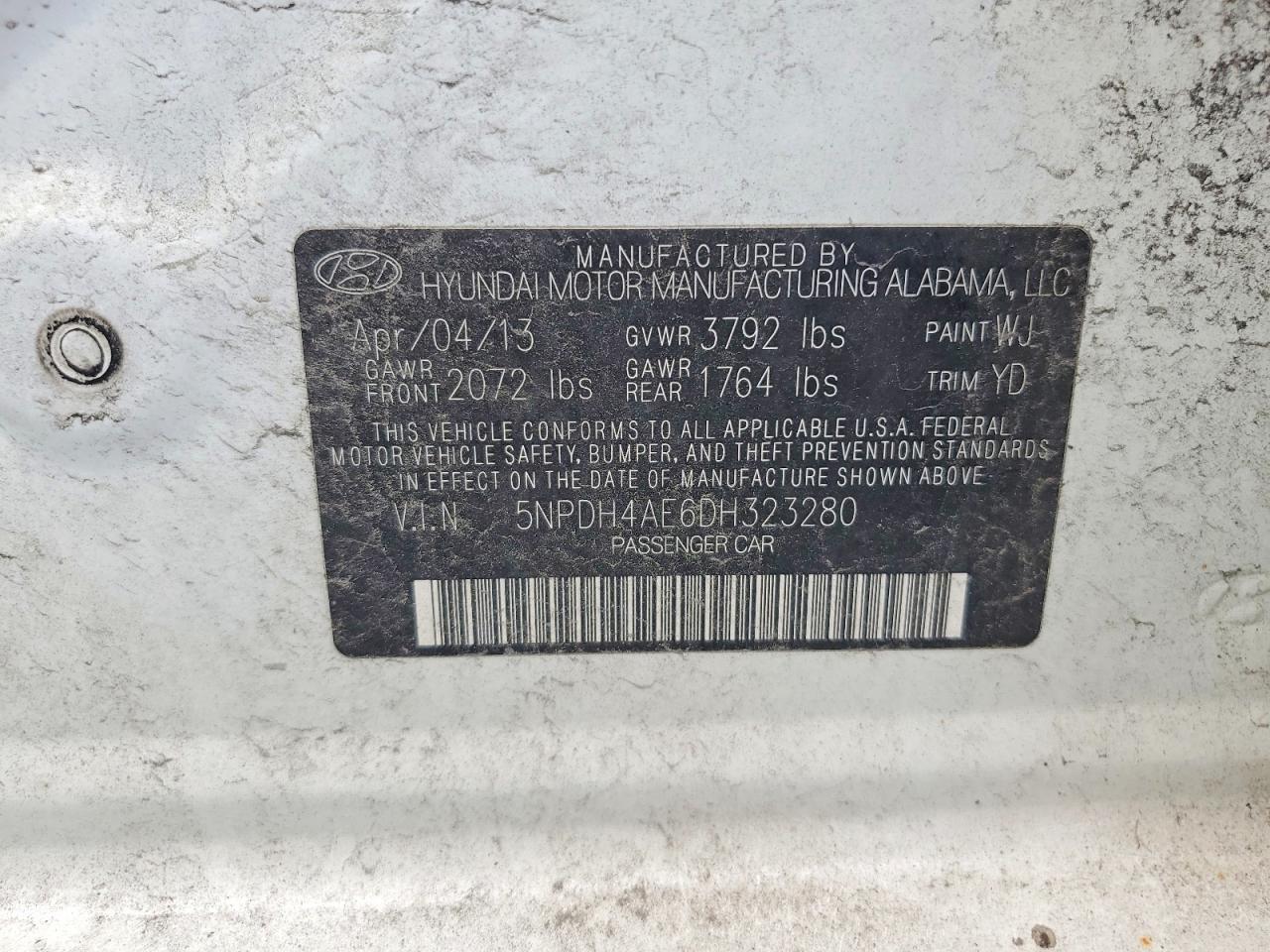 2013 Hyundai Elantra Gls Белый vin: 5NPDH4AE6DH323280