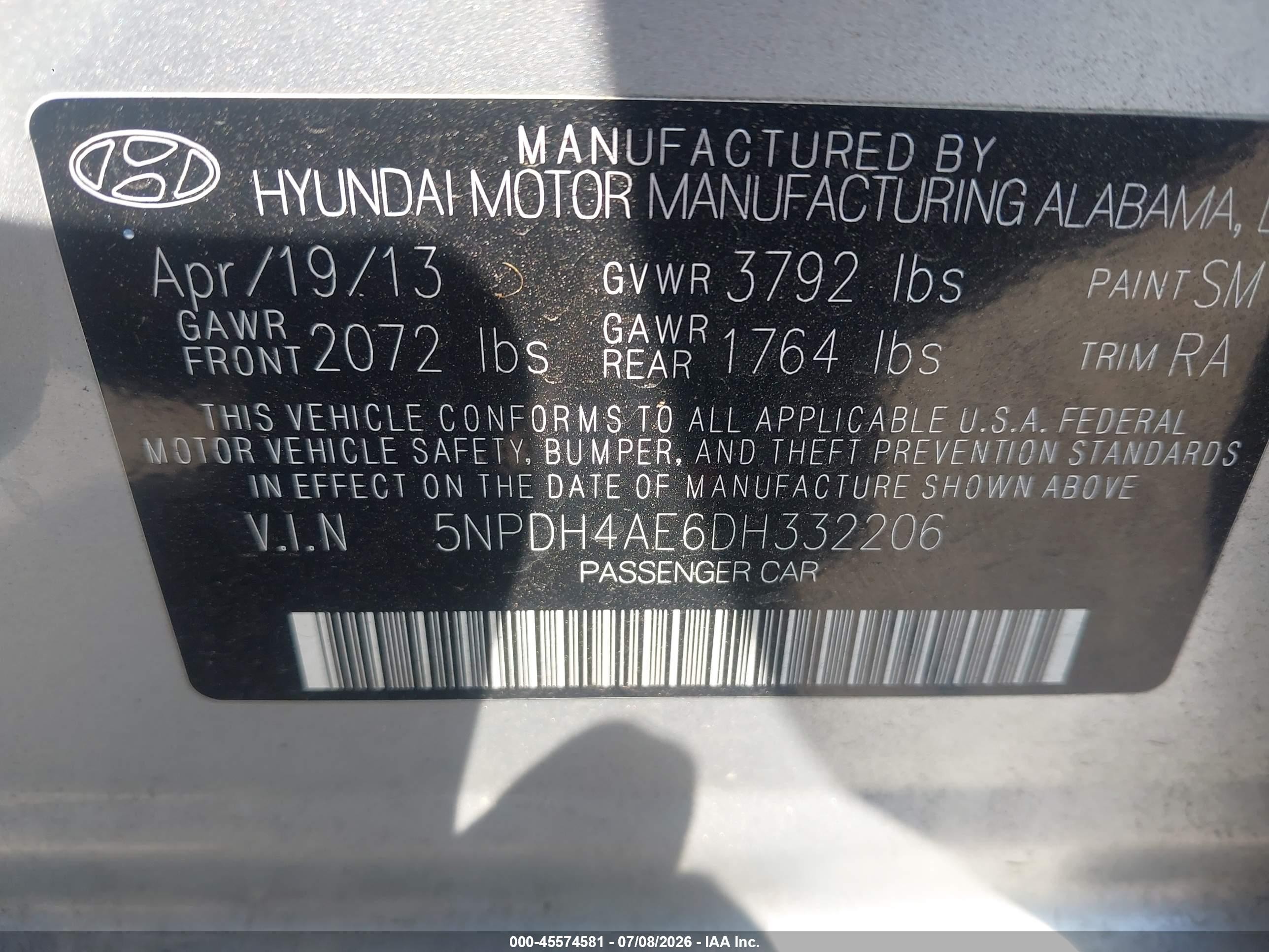 2013 Hyundai Elantra Gls Silver vin: 5NPDH4AE6DH332206