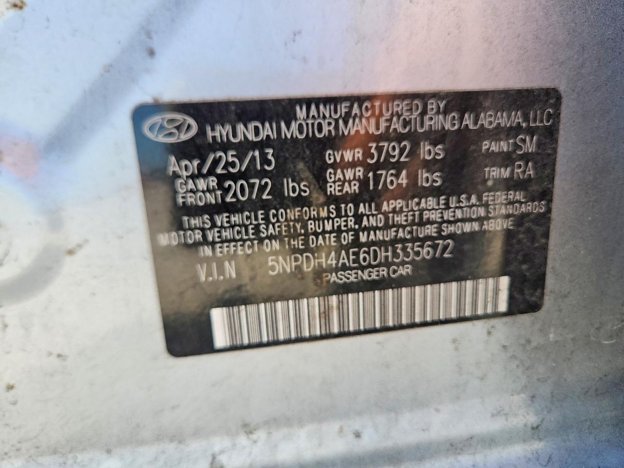 2013 Hyundai Elantra Gls Silver vin: 5NPDH4AE6DH335672