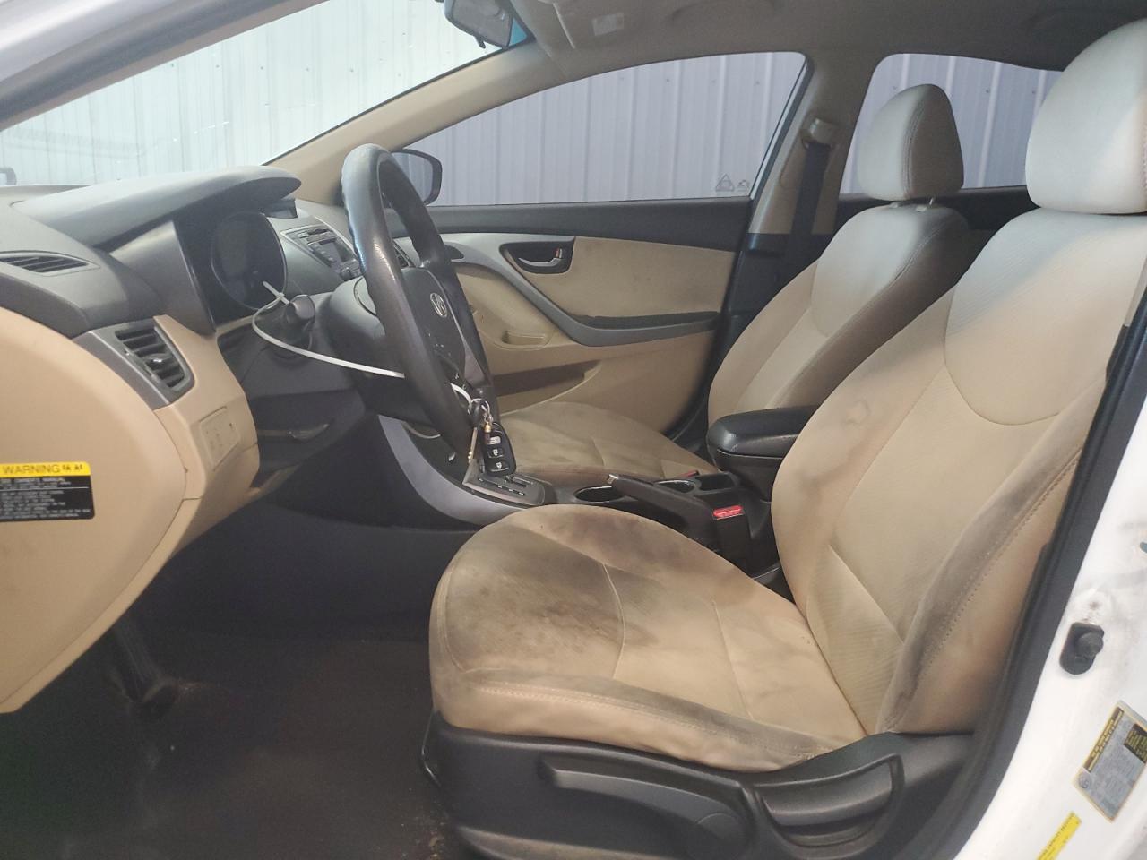 2013 Hyundai Elantra Gls White vin: 5NPDH4AE6DH340905 Damage: Right Front Seat, Stained, Permanent
