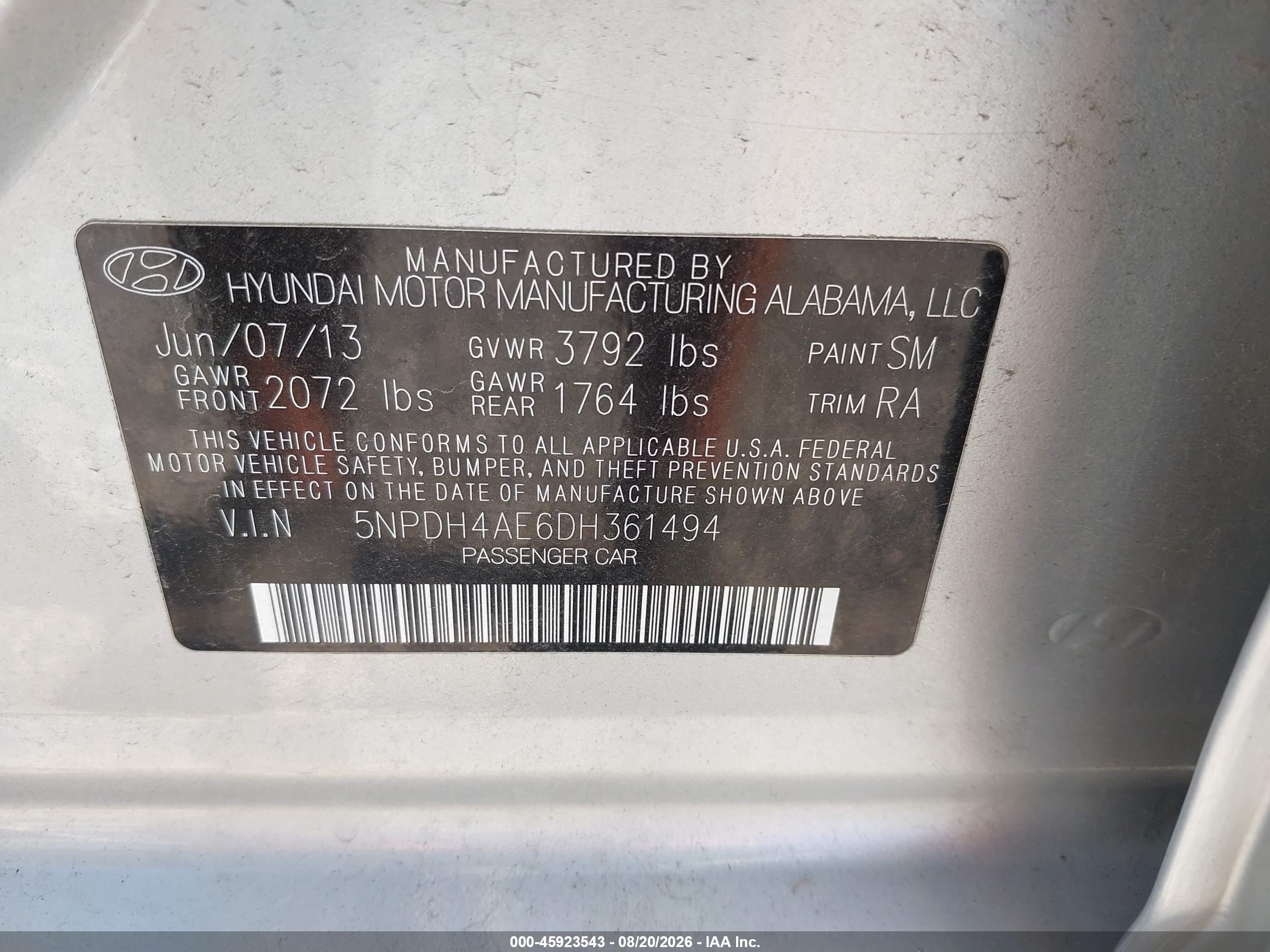 2013 Hyundai Elantra Gls Silver vin: 5NPDH4AE6DH361494