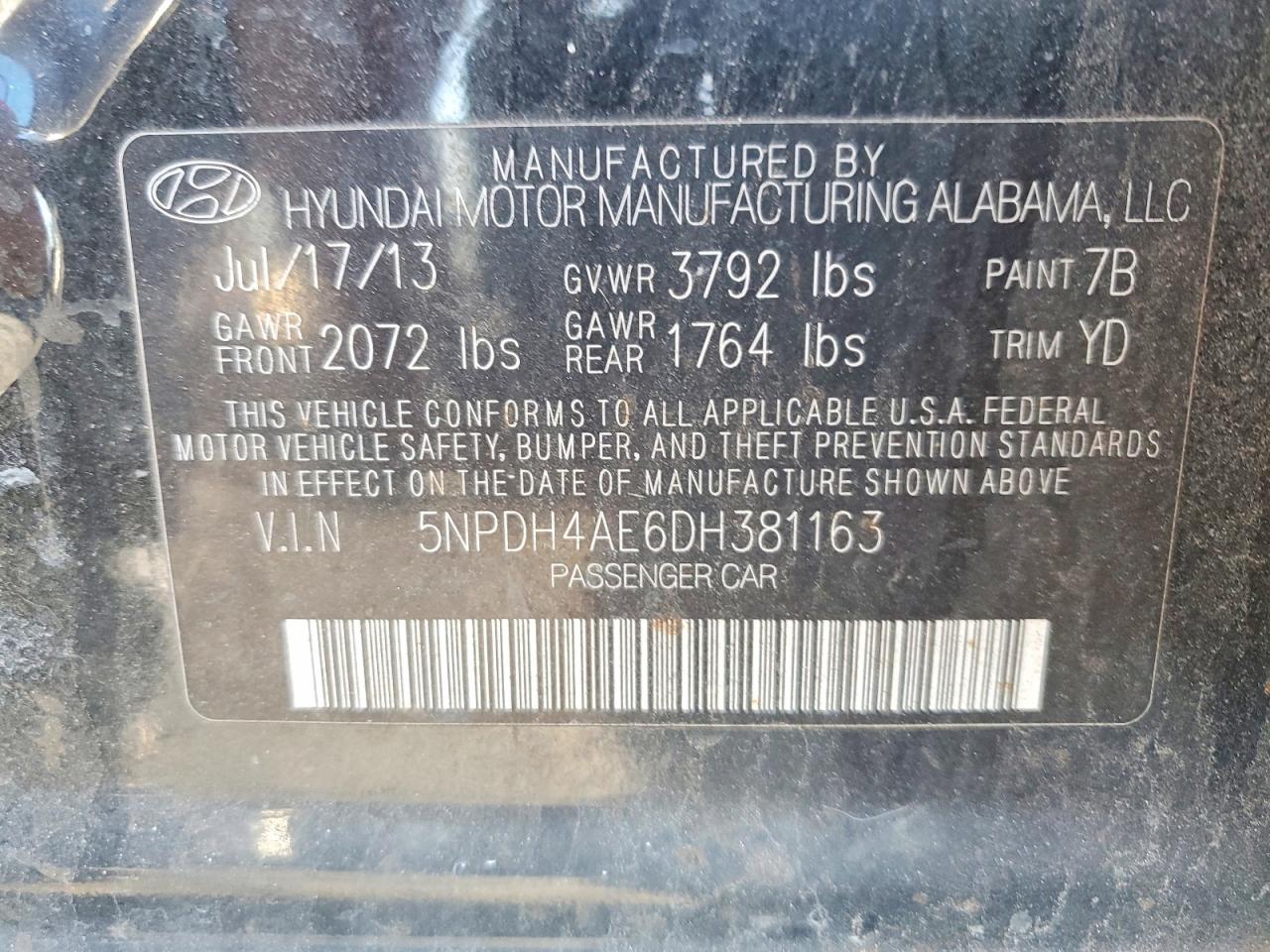2013 Hyundai Elantra Gls Black vin: 5NPDH4AE6DH381163