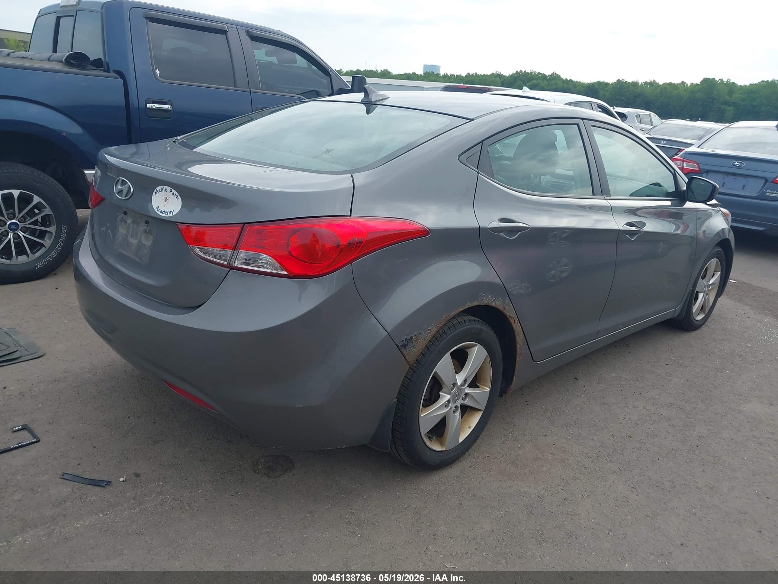 2013 Hyundai Elantra Gls Gray vin: 5NPDH4AE6DH395127