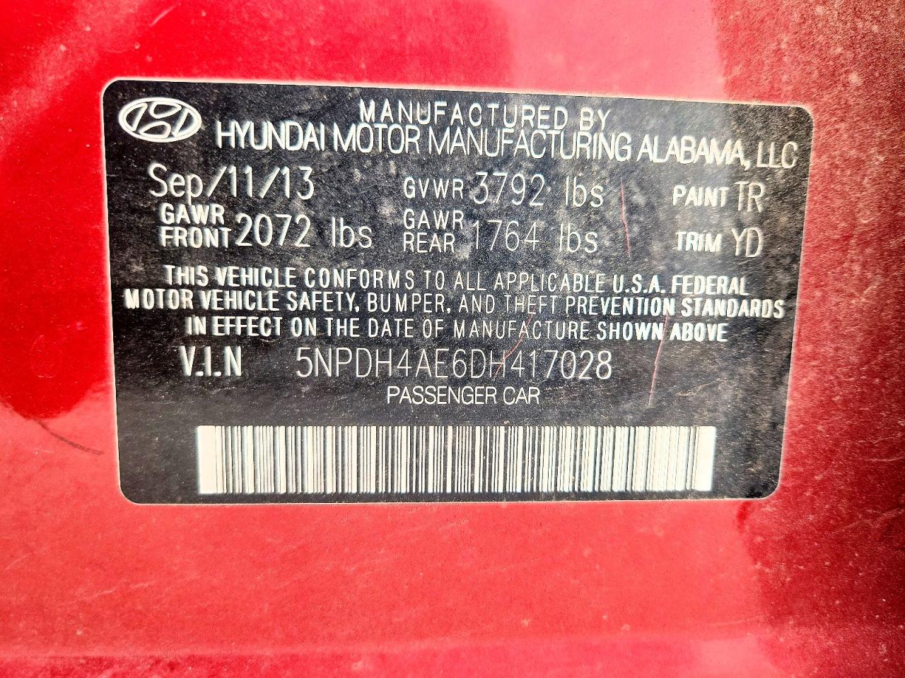 2013 Hyundai Elantra Limited Красный vin: 5NPDH4AE6DH417028