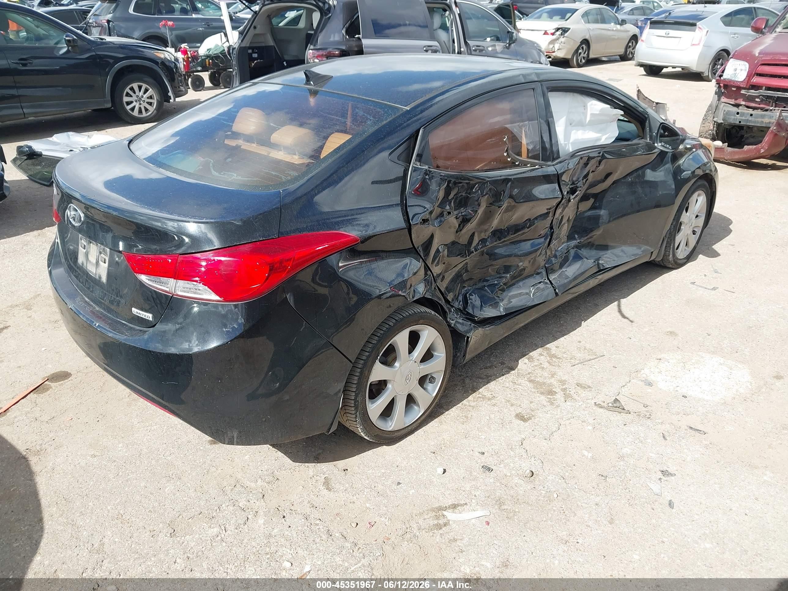 2013 Hyundai Elantra Limited Black vin: 5NPDH4AE6DH421659