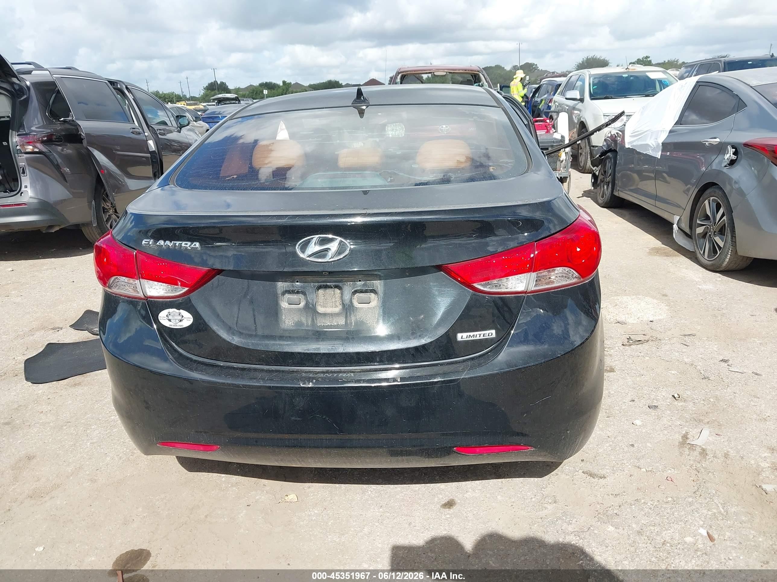 2013 Hyundai Elantra Limited Black vin: 5NPDH4AE6DH421659