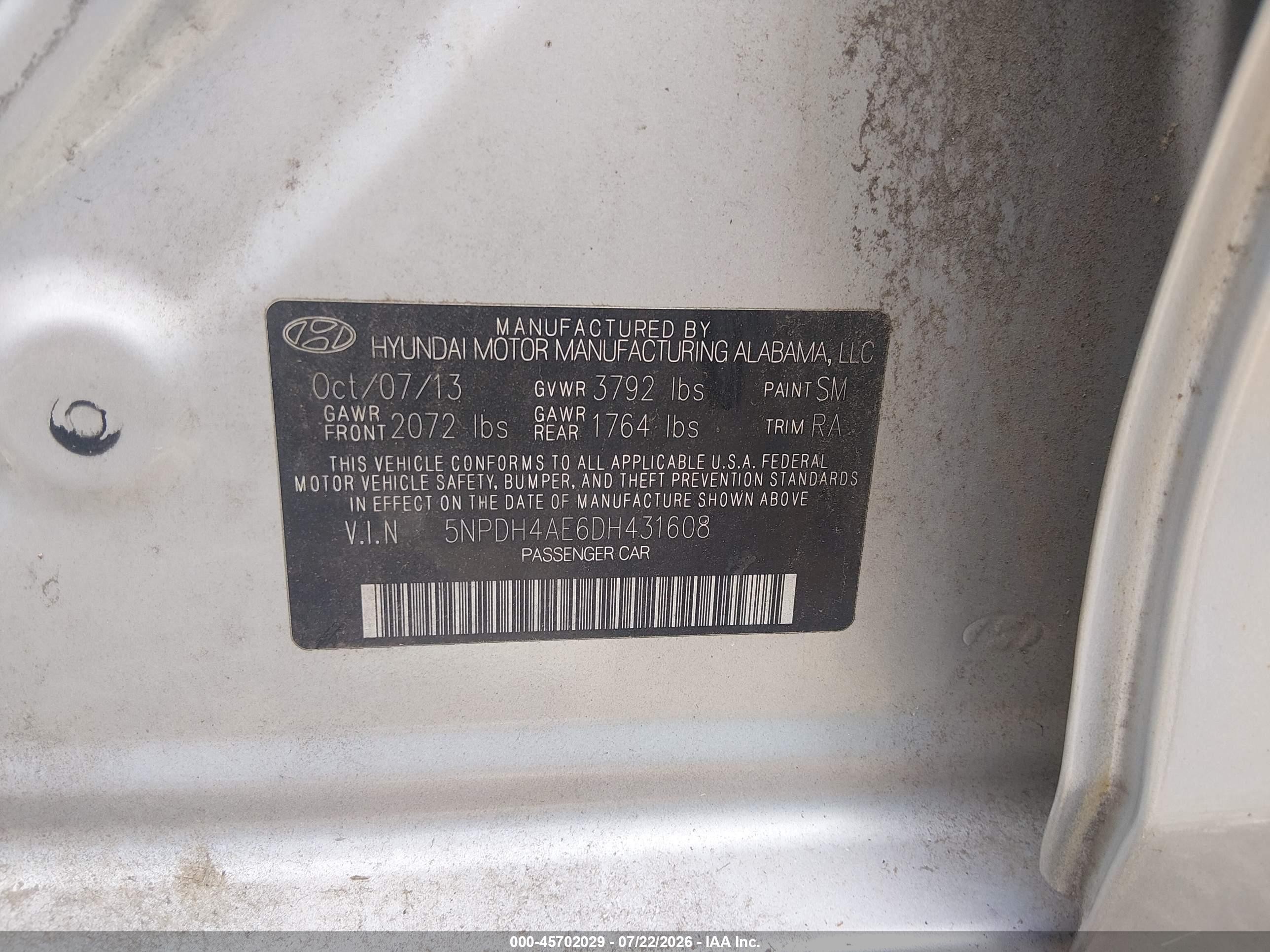 2013 Hyundai Elantra Gls Silver vin: 5NPDH4AE6DH431608