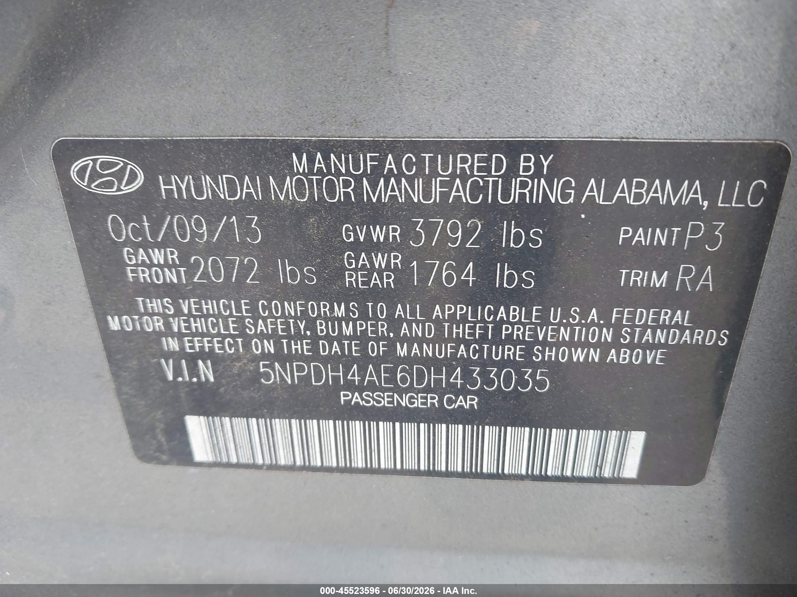 2013 Hyundai Elantra Limited Серый vin: 5NPDH4AE6DH433035
