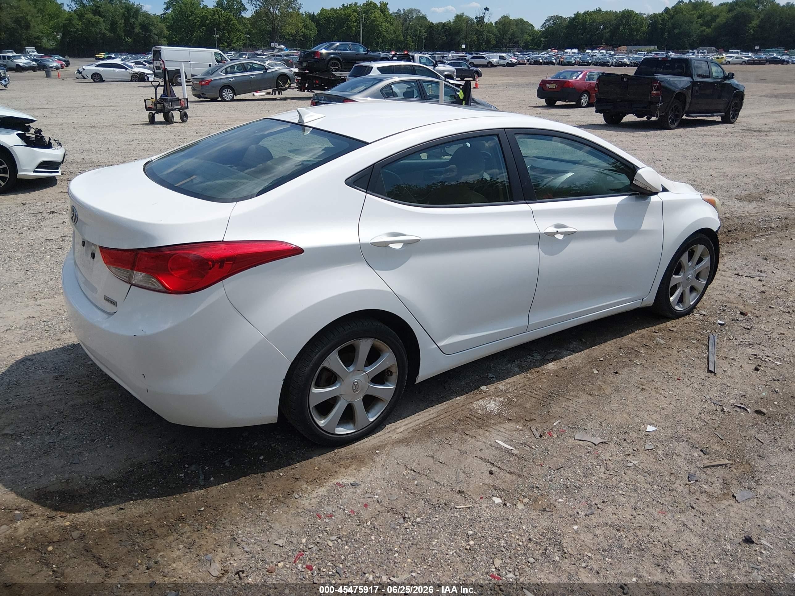 2013 Hyundai Elantra Limited White vin: 5NPDH4AE6DH433083