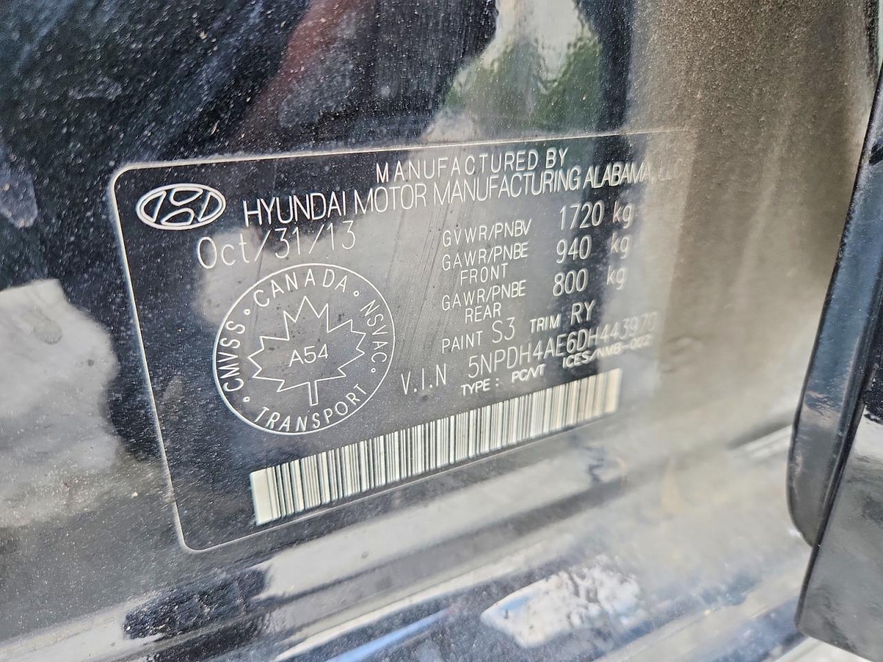 2013 Hyundai Elantra Gls Black vin: 5NPDH4AE6DH443970