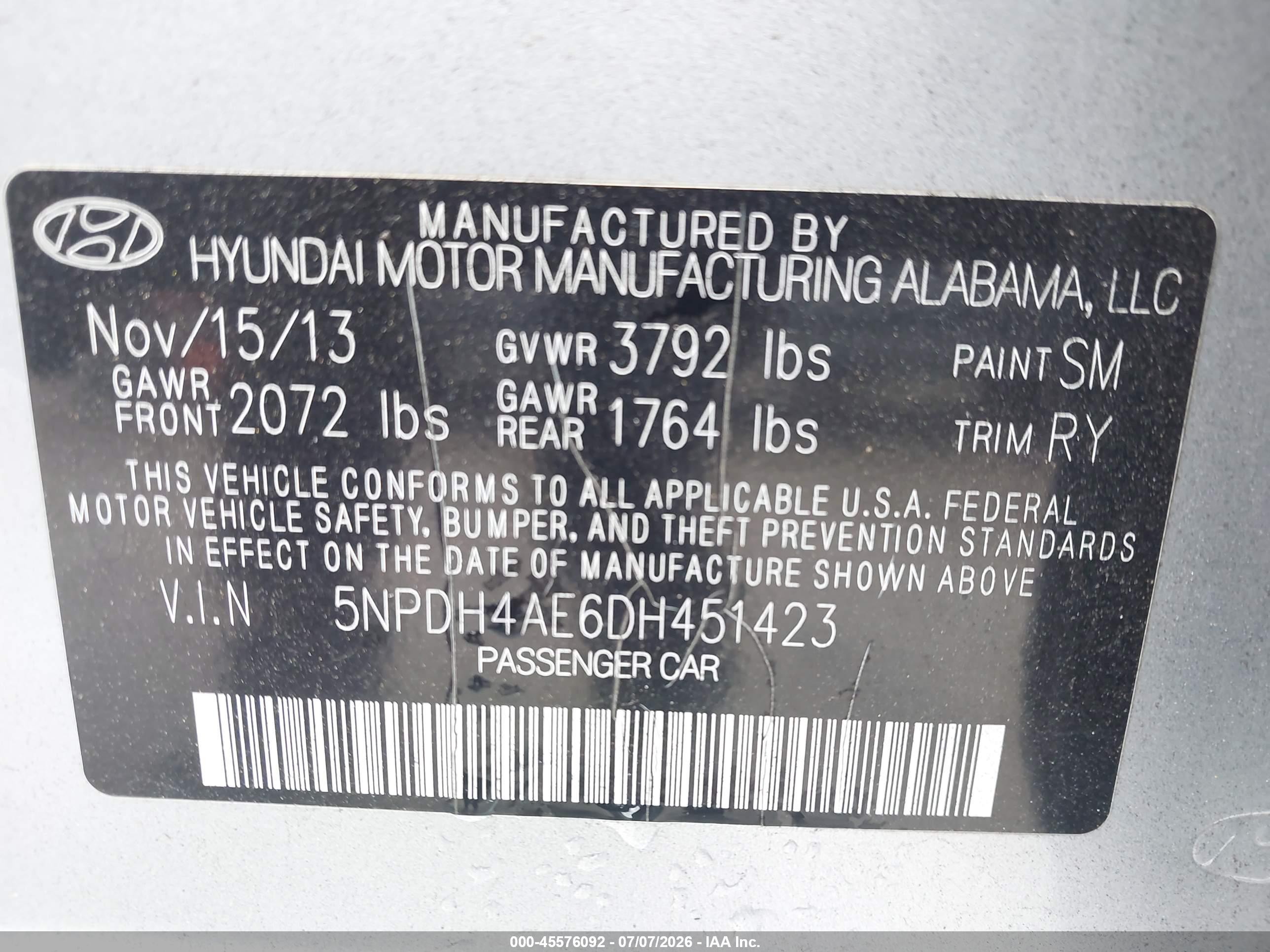 2013 Hyundai Elantra Limited Silver vin: 5NPDH4AE6DH451423