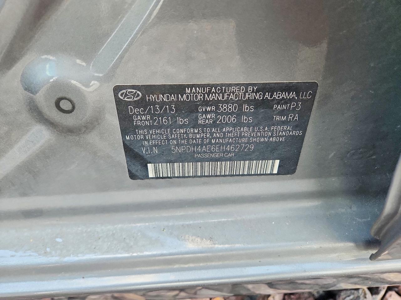 2014 Hyundai Elantra Se Gray vin: 5NPDH4AE6EH462729