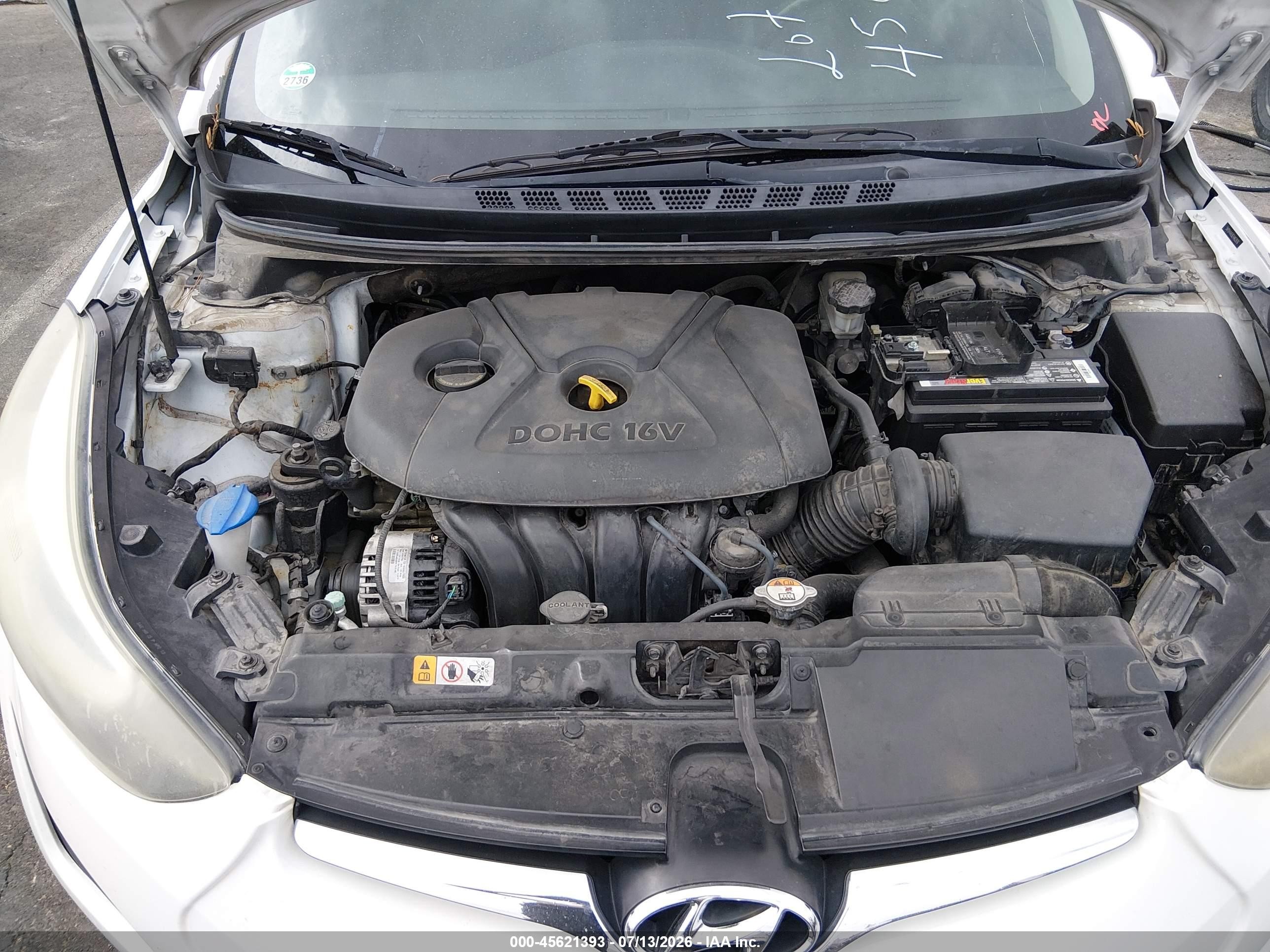 2014 Hyundai Elantra Se White vin: 5NPDH4AE6EH463976