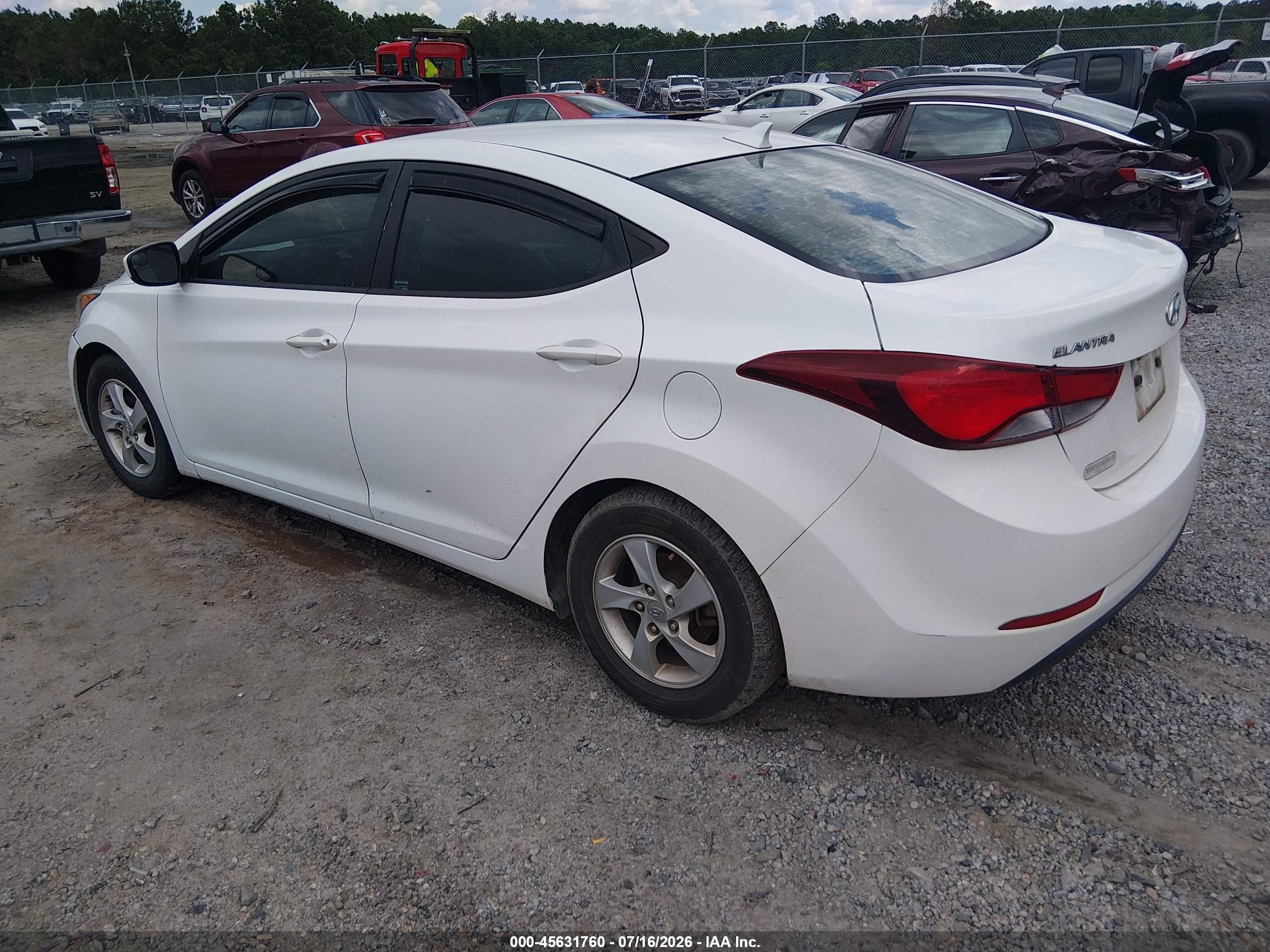 2014 Hyundai Elantra Se White vin: 5NPDH4AE6EH480681