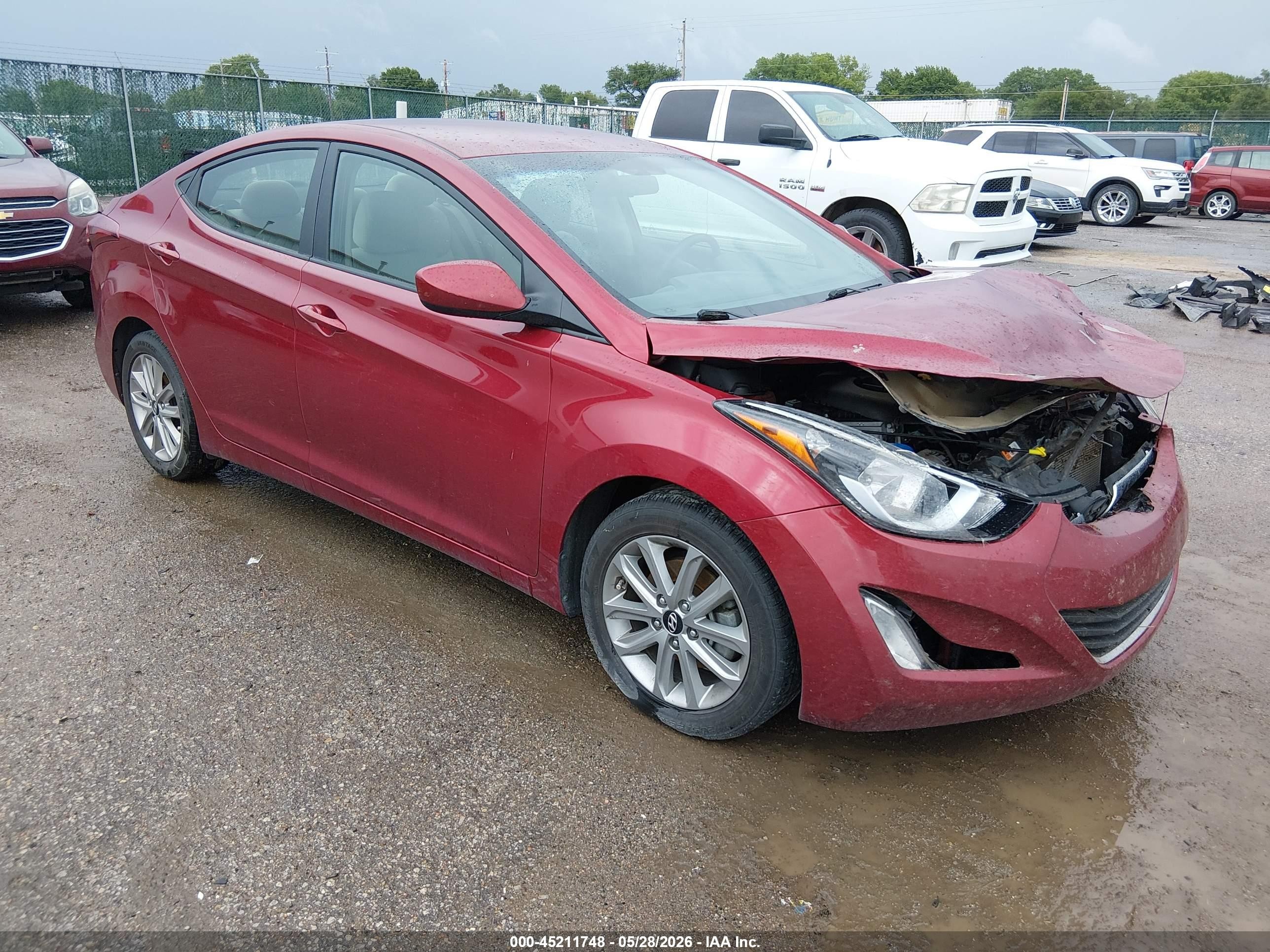 2014 Hyundai Elantra Se Red vin: 5NPDH4AE6EH482527