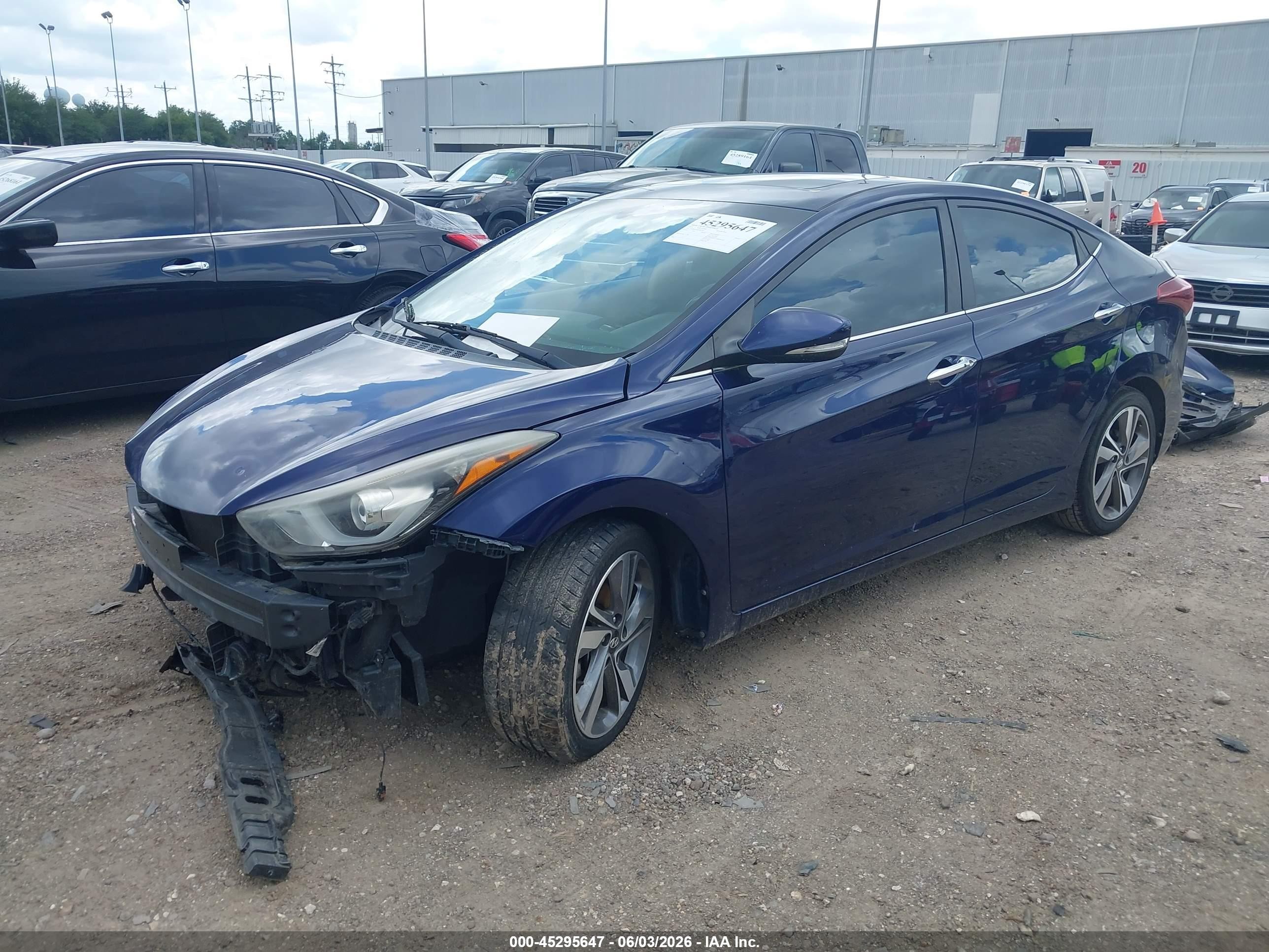 2014 Hyundai Elantra Limited Blue vin: 5NPDH4AE6EH483404