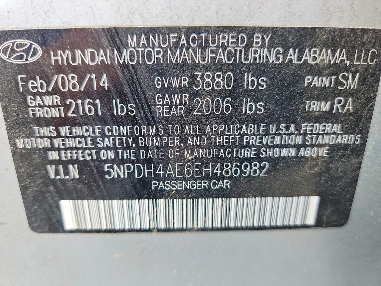 2014 Hyundai Elantra Se Silver vin: 5NPDH4AE6EH486982