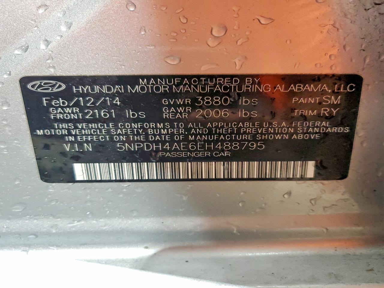 2014 Hyundai Elantra Limited Белый vin: 5NPDH4AE6EH488795