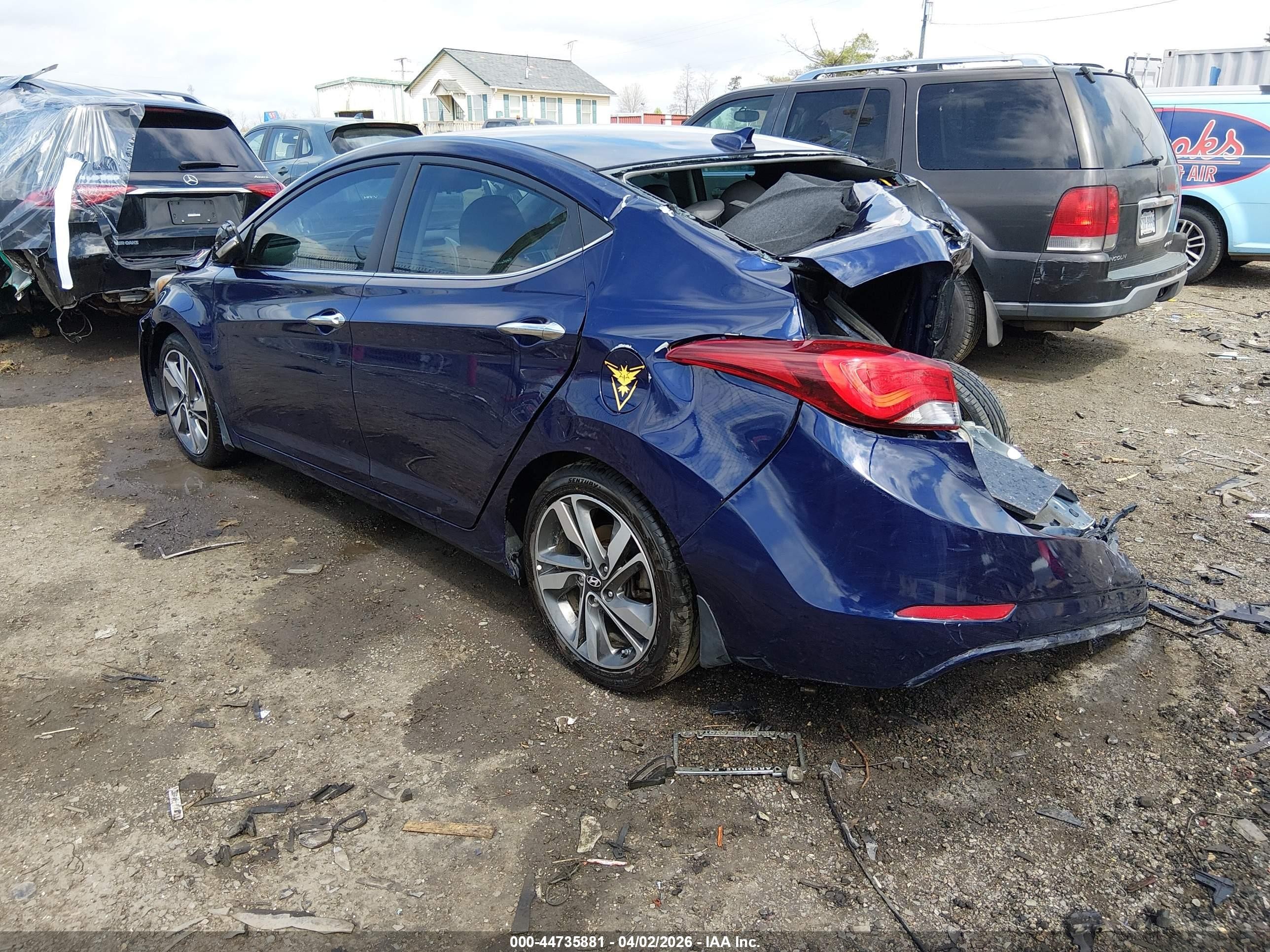 2014 Hyundai Elantra Limited Blue vin: 5NPDH4AE6EH512710