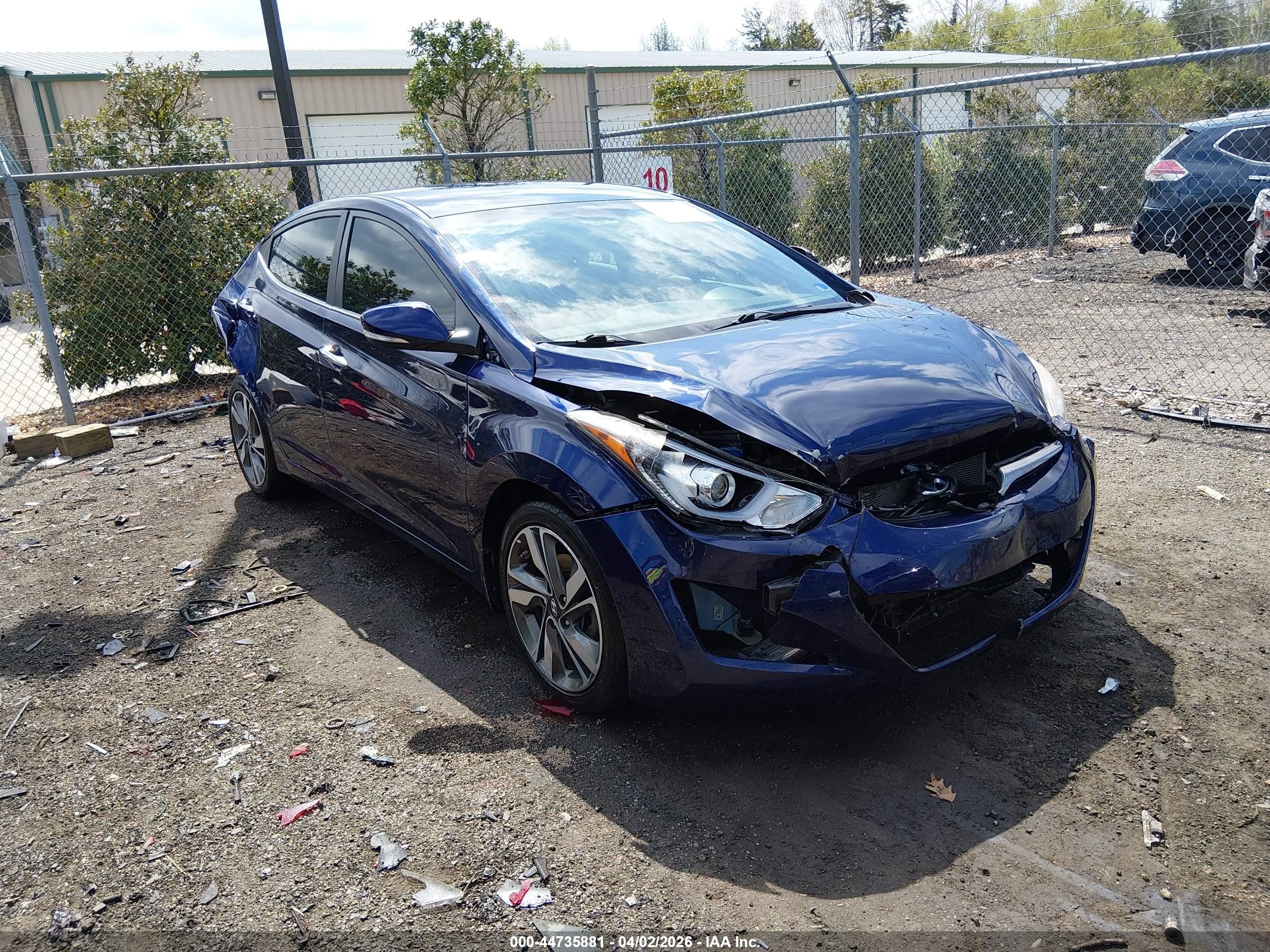 2014 Hyundai Elantra Limited Blue vin: 5NPDH4AE6EH512710