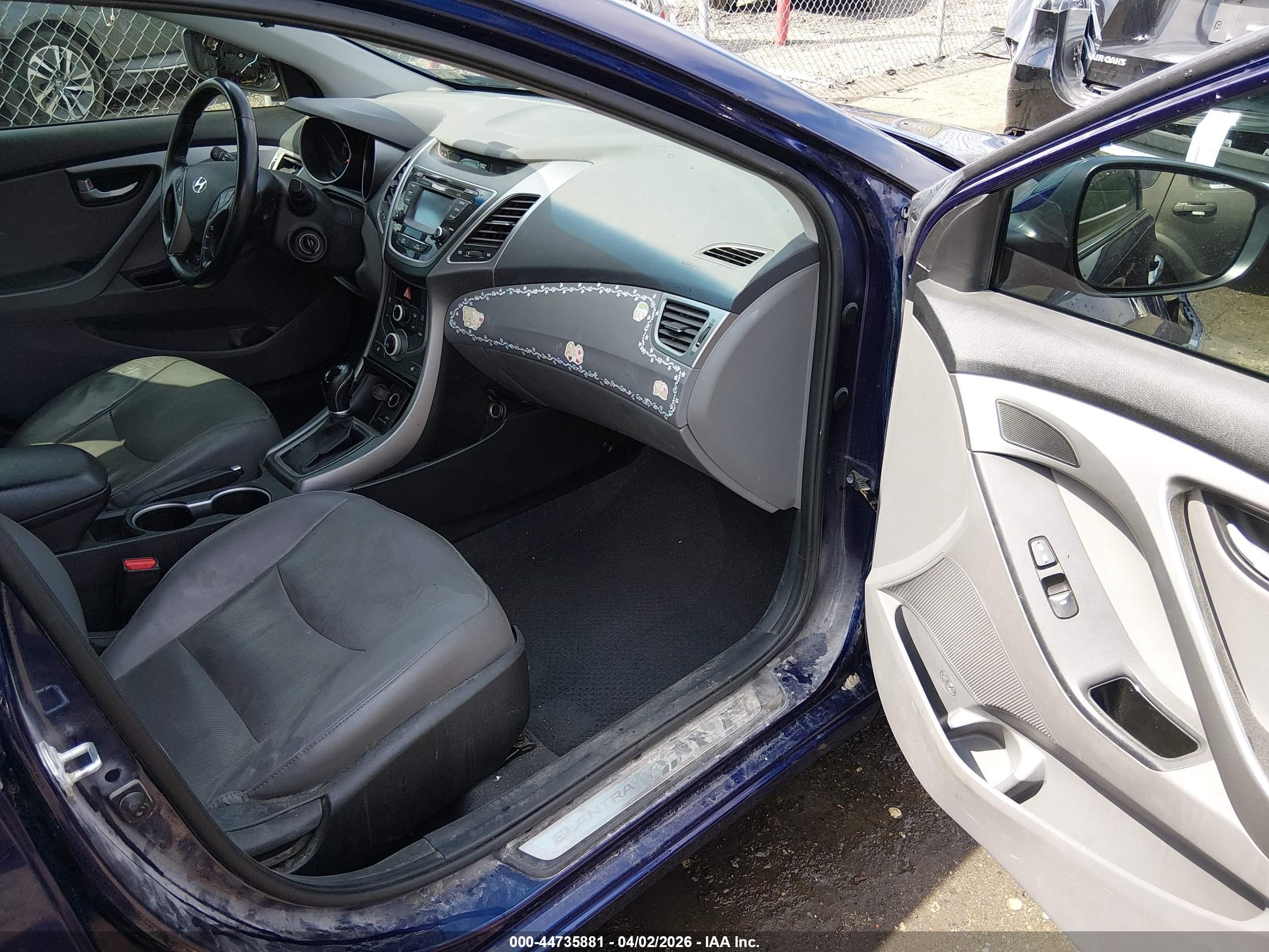 2014 Hyundai Elantra Limited Blue vin: 5NPDH4AE6EH512710