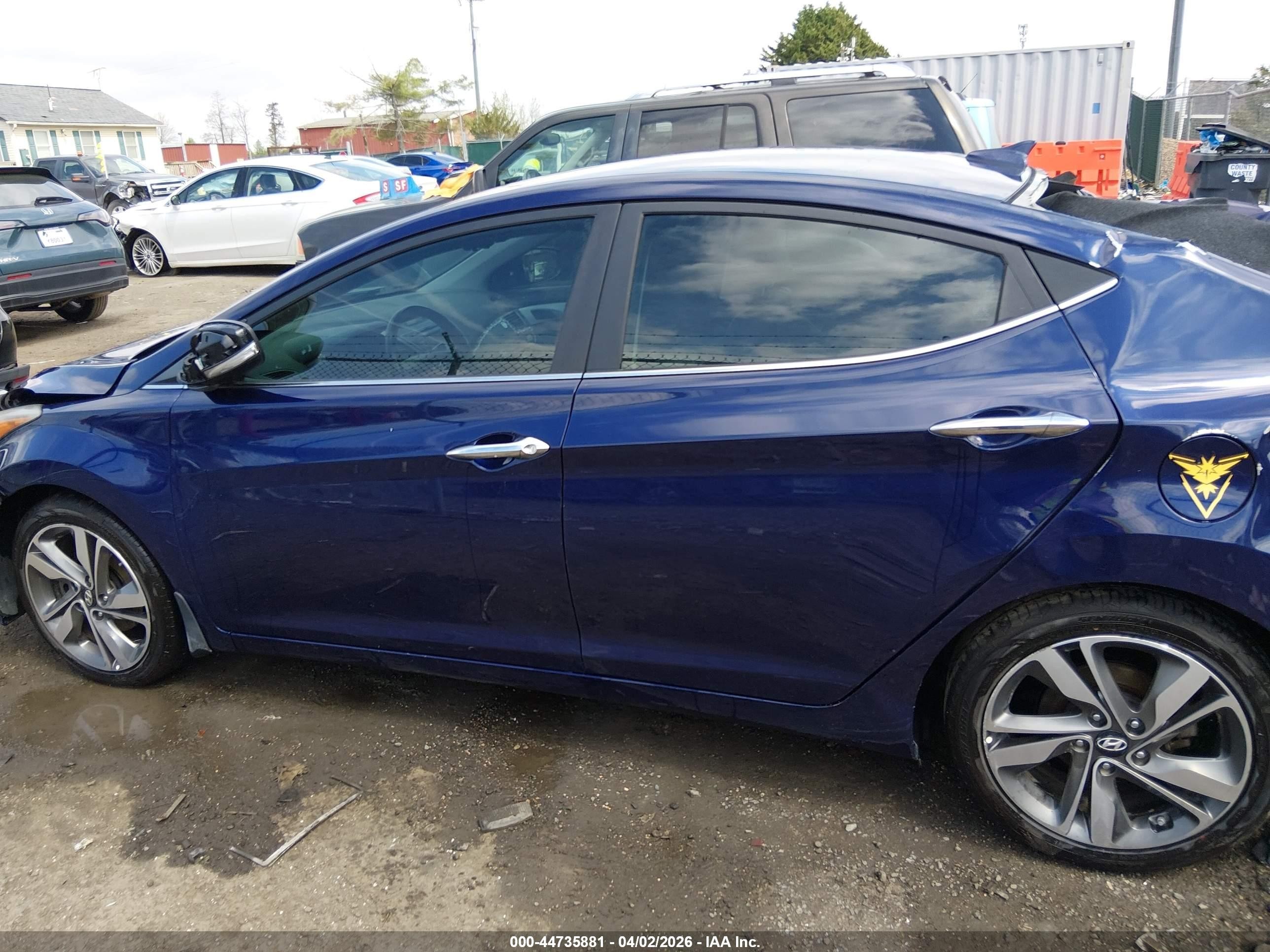 2014 Hyundai Elantra Limited Blue vin: 5NPDH4AE6EH512710