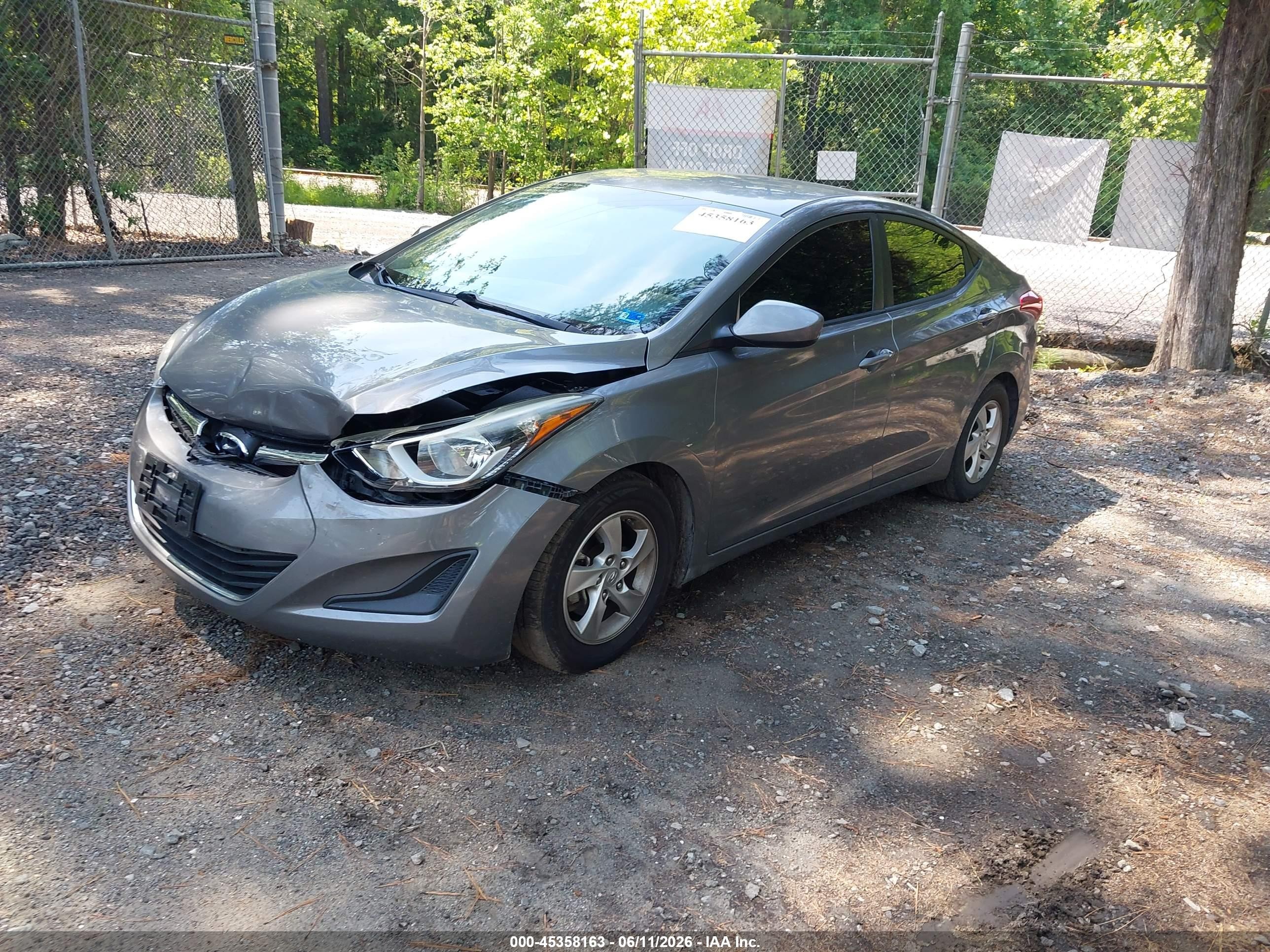 2014 Hyundai Elantra Se Gray vin: 5NPDH4AE6EH515199