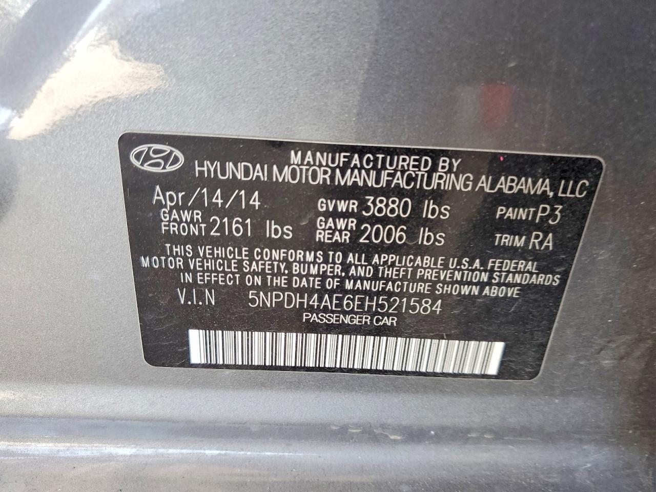 2014 Hyundai Elantra Se Silver vin: 5NPDH4AE6EH521584