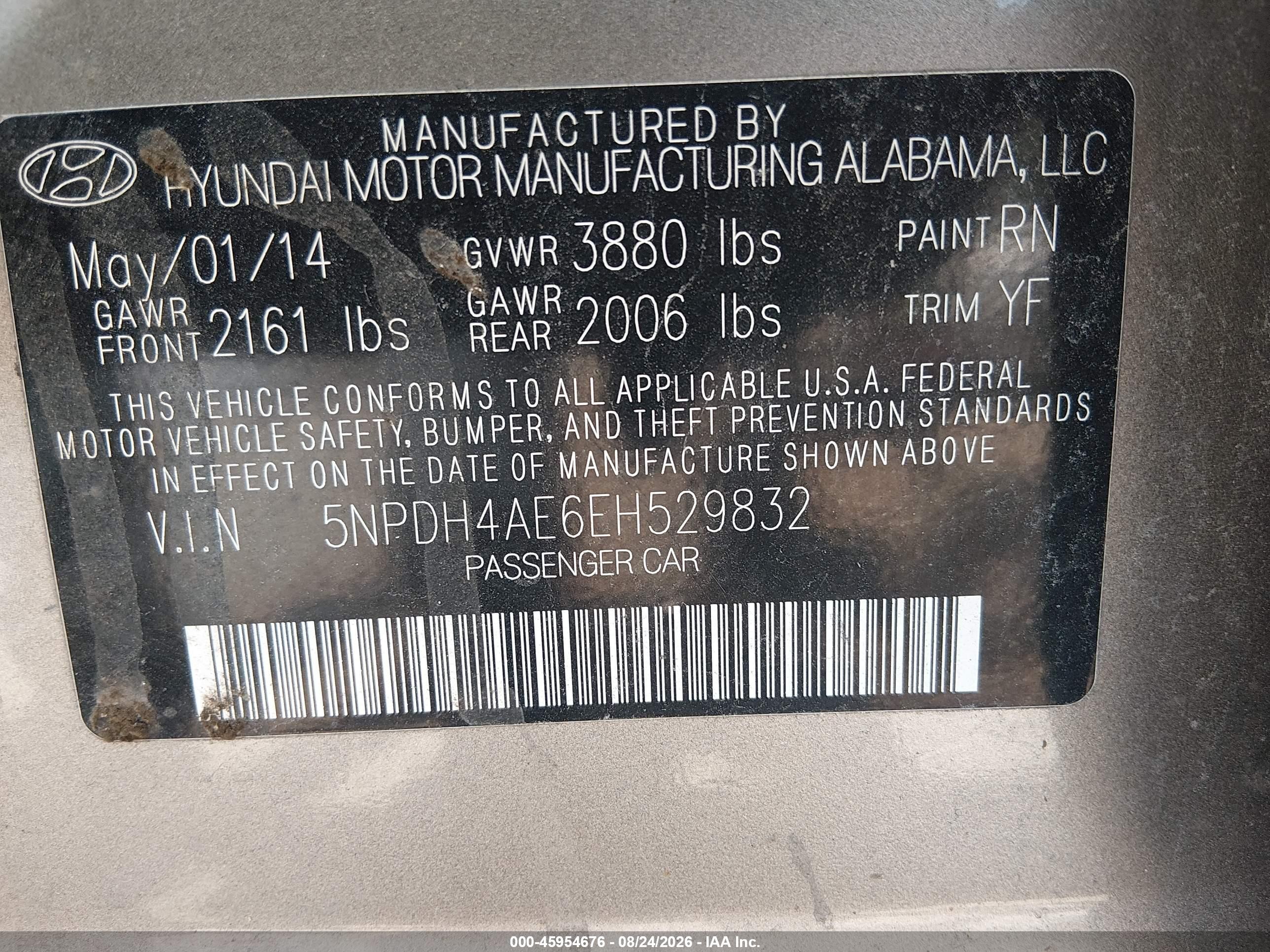2014 Hyundai Elantra Se Gray vin: 5NPDH4AE6EH529832
