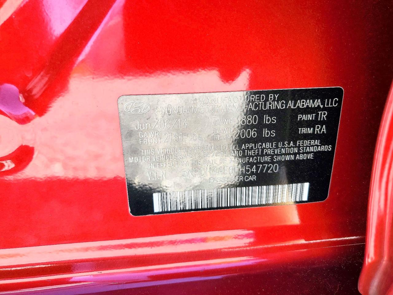 2015 Hyundai Elantra Limited Red vin: 5NPDH4AE6FH547720