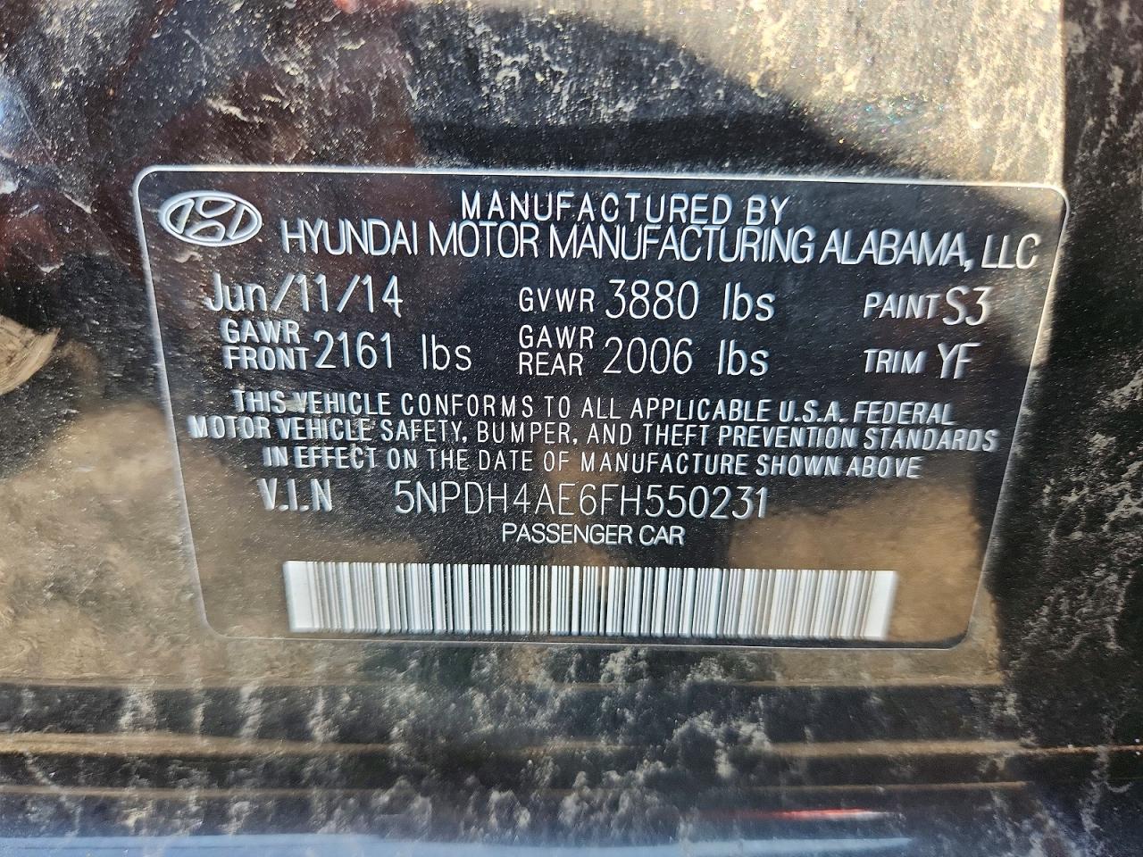 2015 Hyundai Elantra Se Black vin: 5NPDH4AE6FH550231