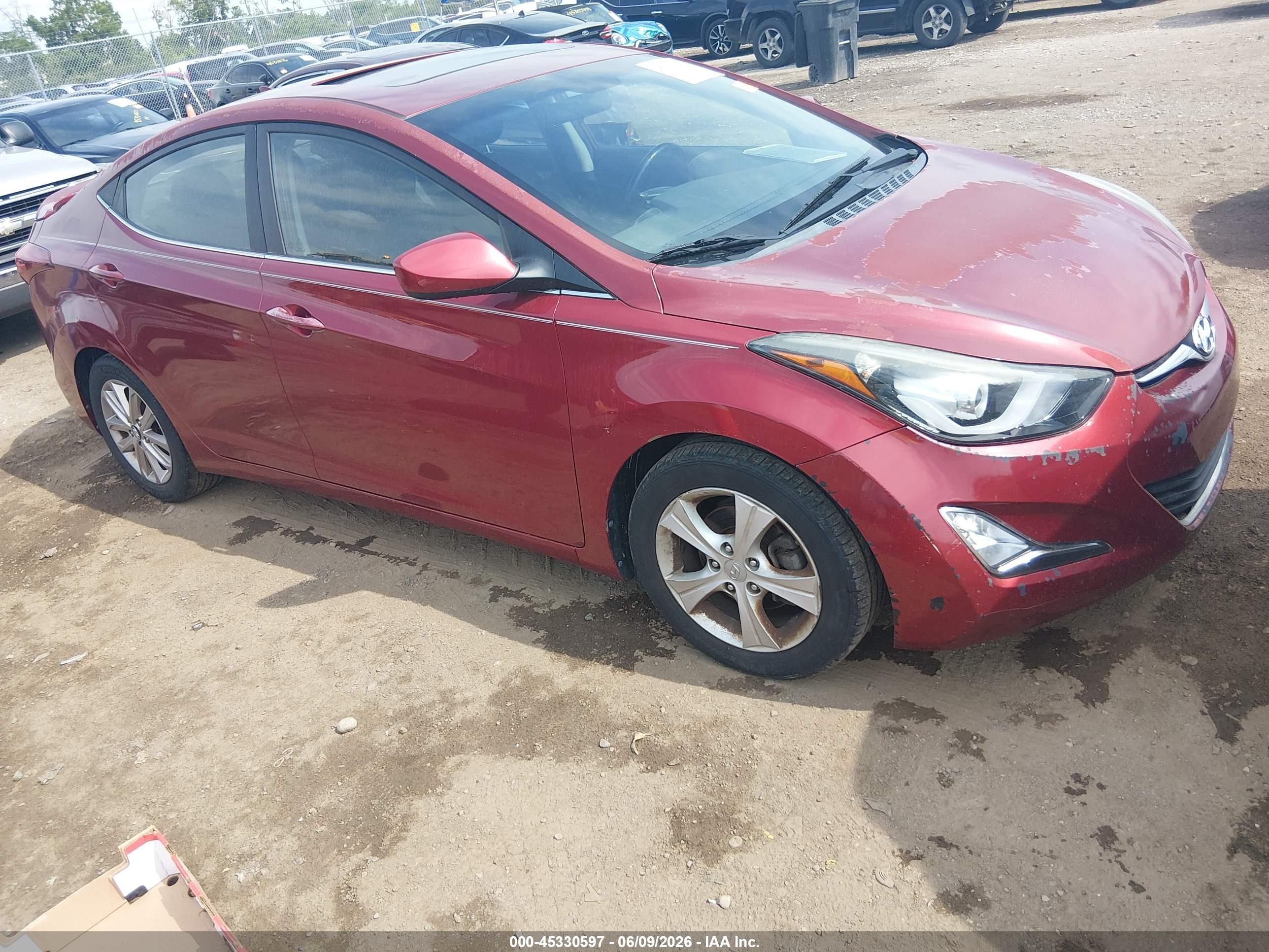 2015 Hyundai Elantra Se Burgundy vin: 5NPDH4AE6FH557096