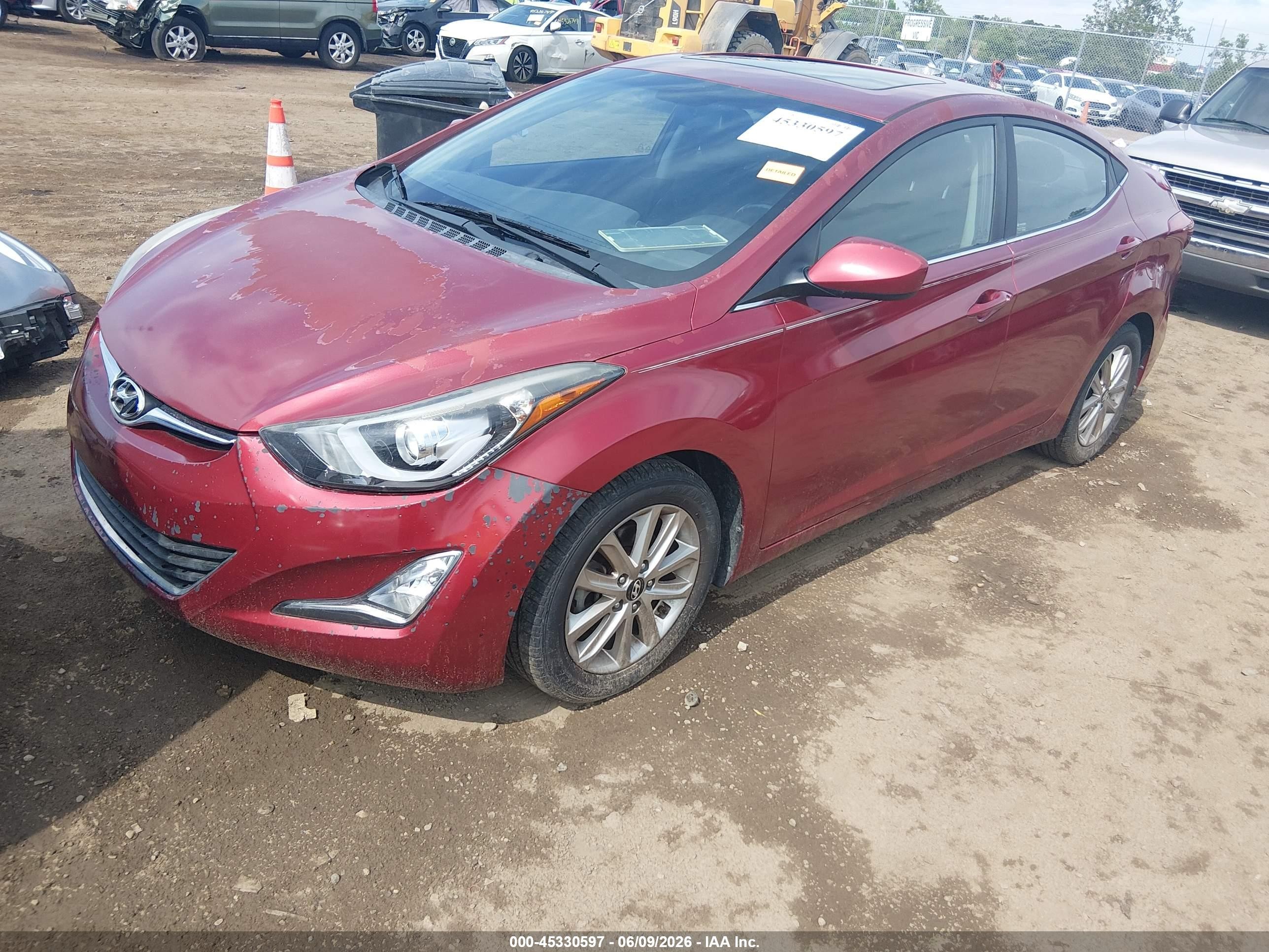 2015 Hyundai Elantra Se Burgundy vin: 5NPDH4AE6FH557096